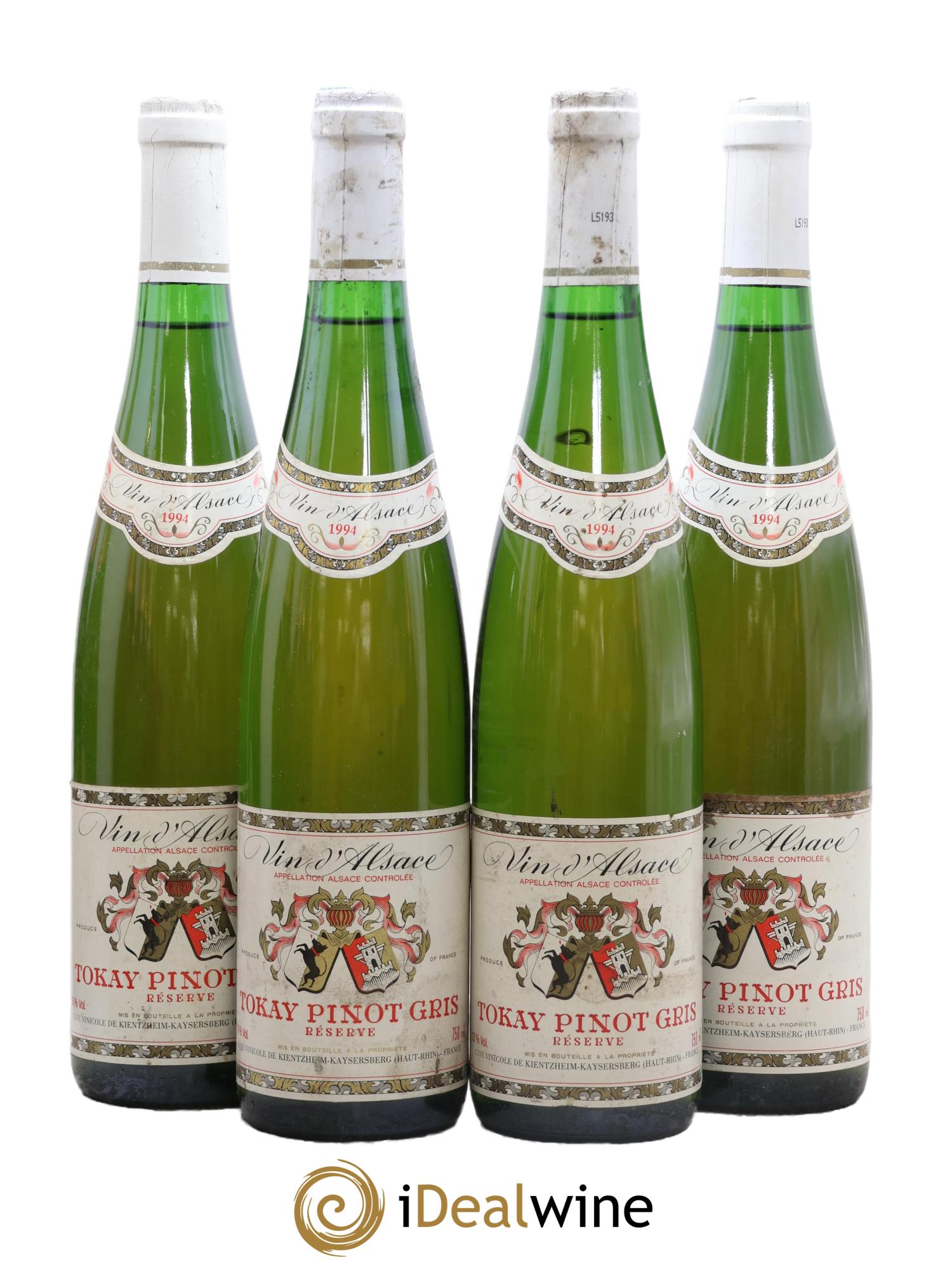 Alsace Tokay Pinot Gris Cave Kientzheim-Kayserberg 1994 - Lot de 4 bouteilles - 0