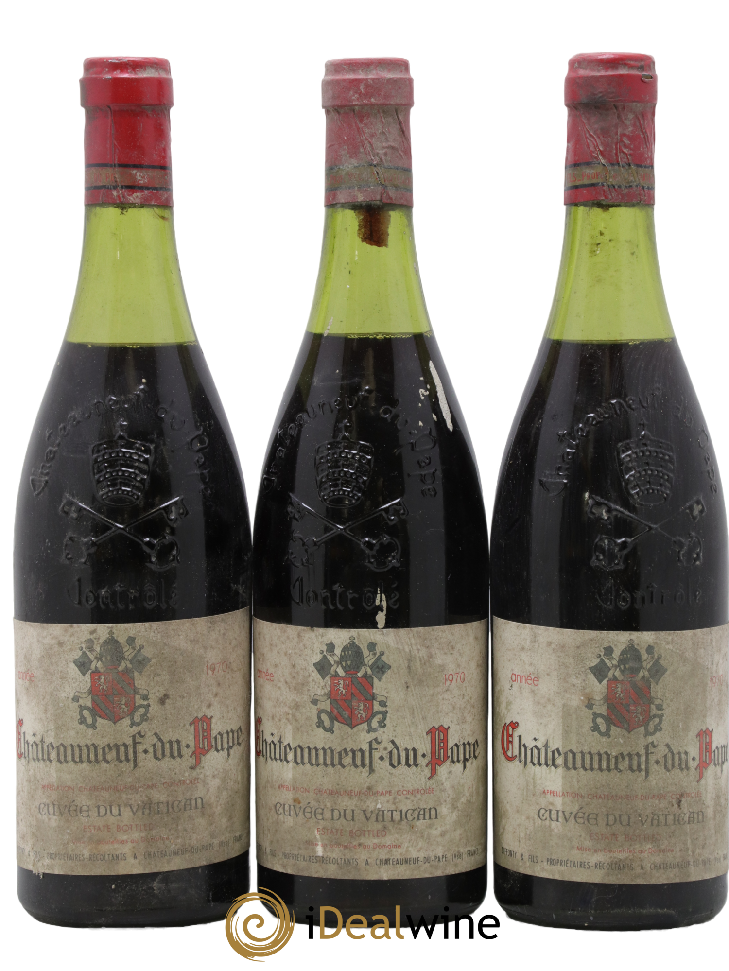 Châteauneuf-du-Pape Cuvee du Vatican Diffonty Fils 1970 - Lot of 3 bottles - 0