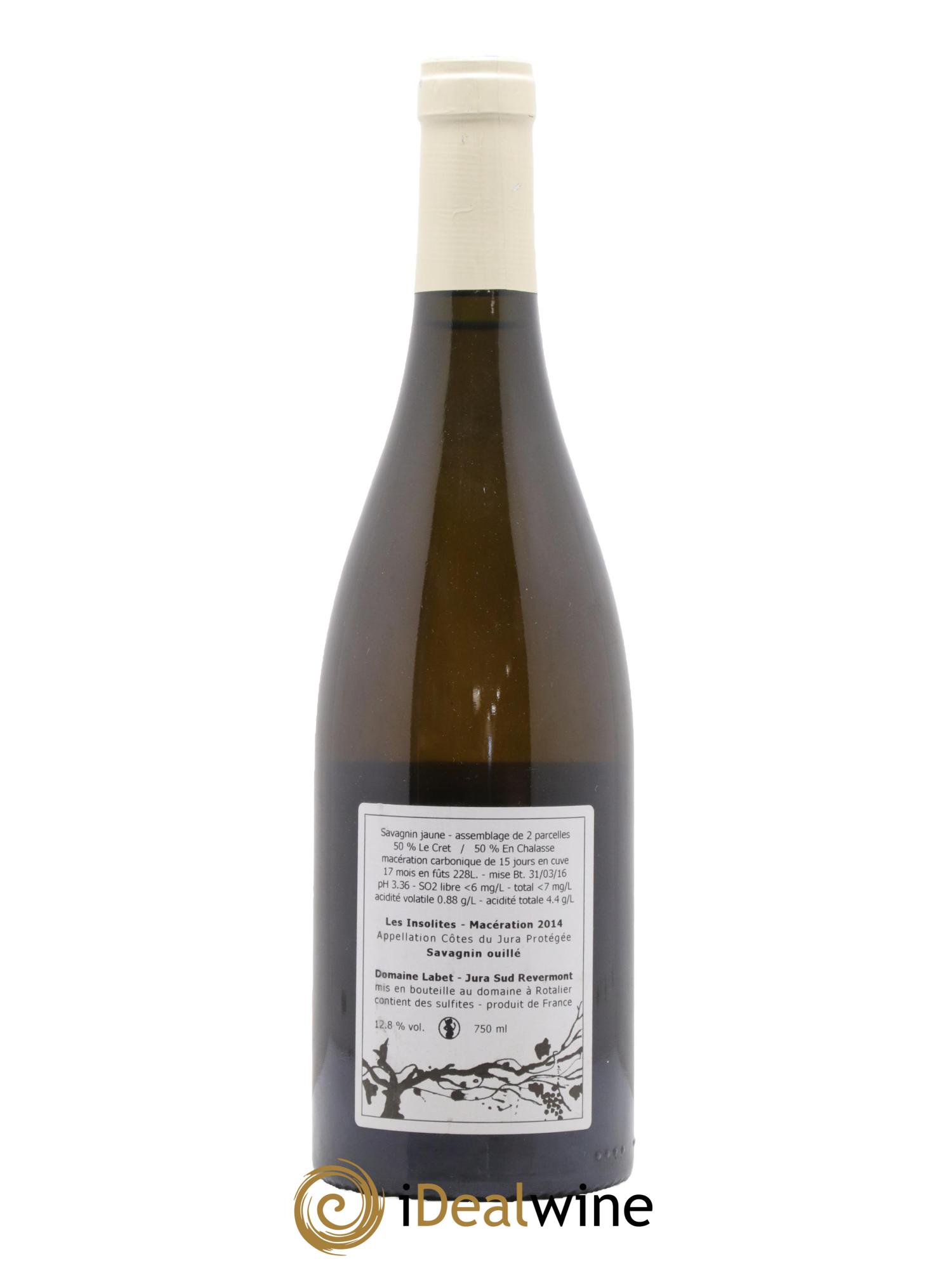Côtes du Jura Savagnin Ouillé Les Insolites Macération Domaine Labet 2014 - Lot de 1 bouteille - 1