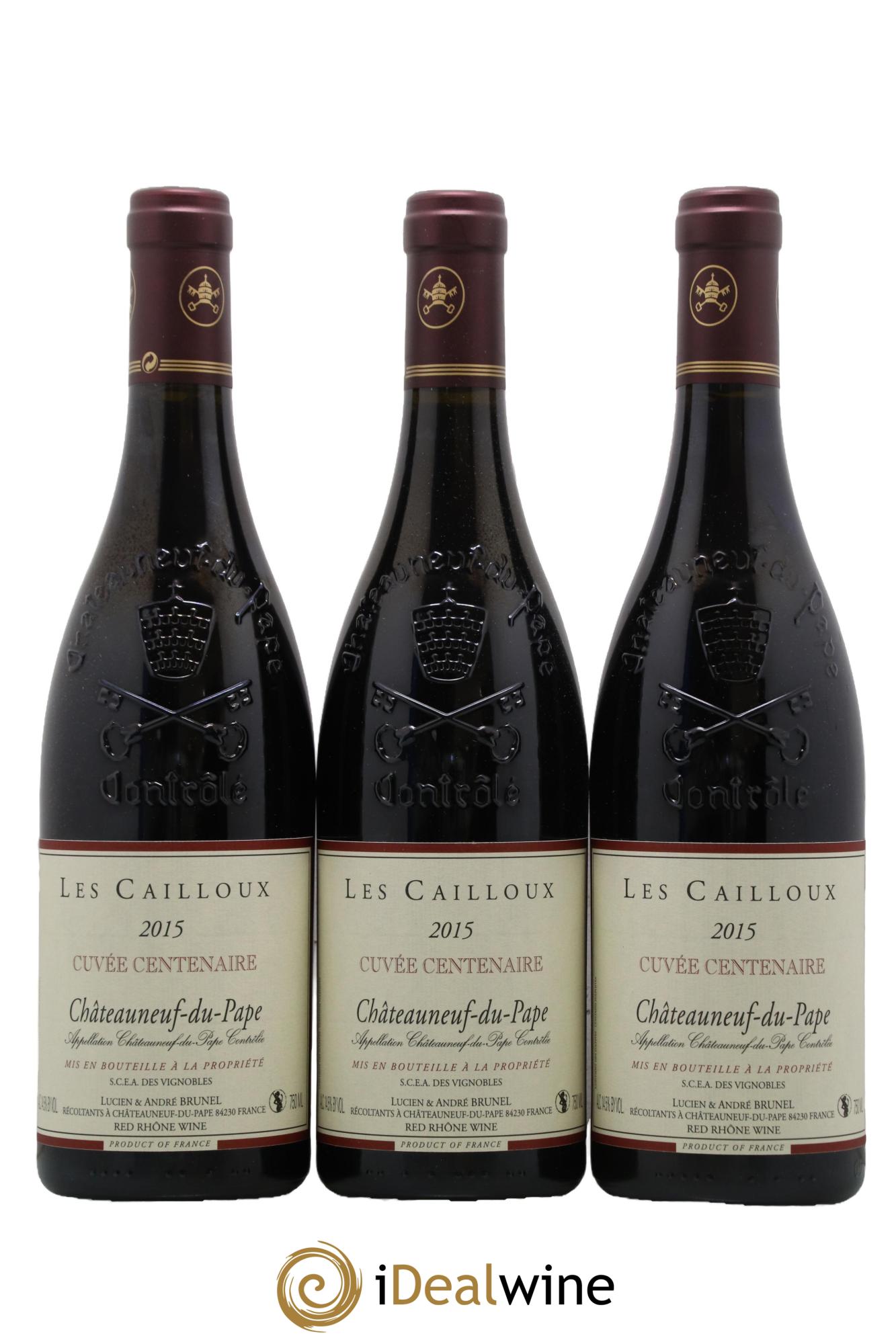 Châteauneuf-du-Pape Les Cailloux Cuvée Centenaire André Brunel 2015 - Lot de 3 bouteilles - 0