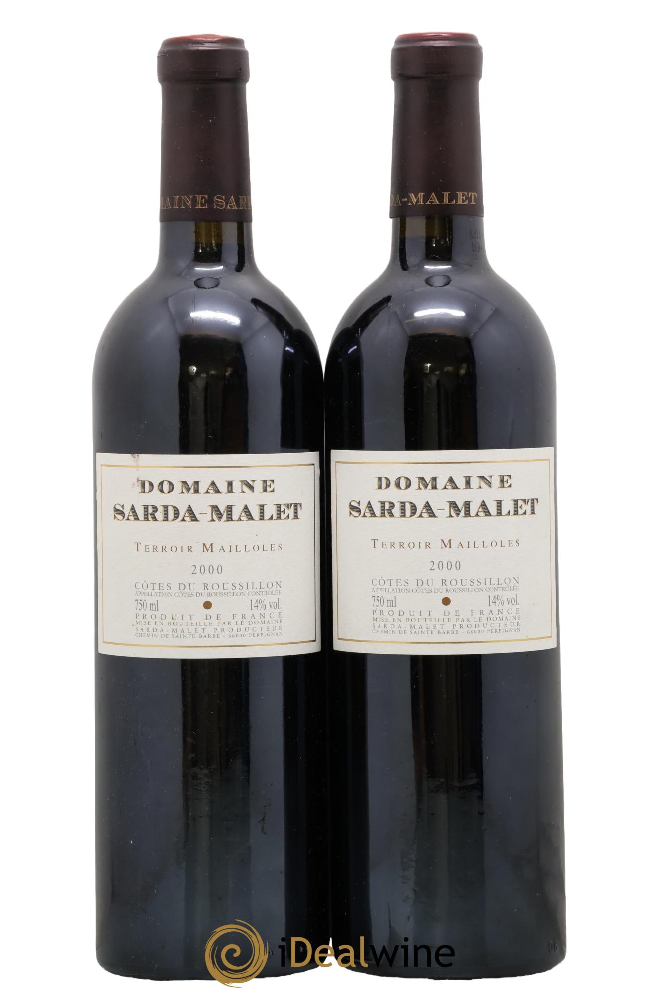 Côtes du Roussillon Domaine Sarda-Malet Terroir de Mailloles Jérôme Malet 2000 - Posten von 2 Flaschen - 0