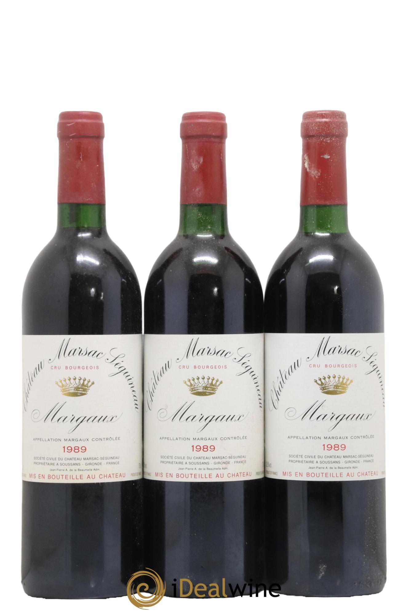 Château Marsac Séguineau Cru Bourgeois 1989 - Lot de 3 bouteilles - 0