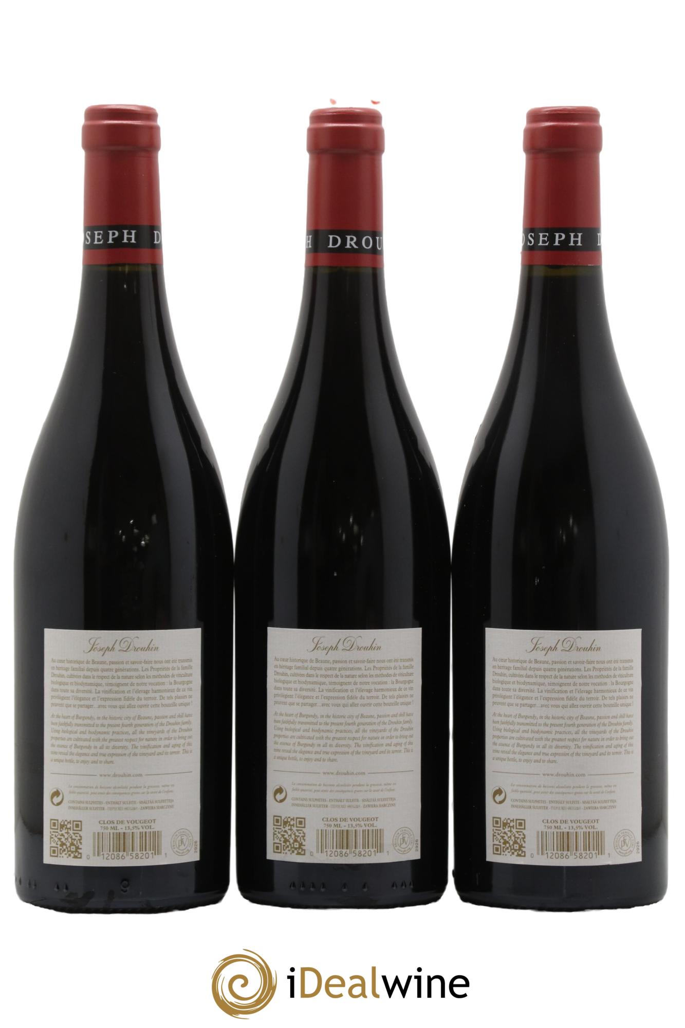 Clos de Vougeot Grand Cru Joseph Drouhin  2013 - Lot of 3 bottles - 1