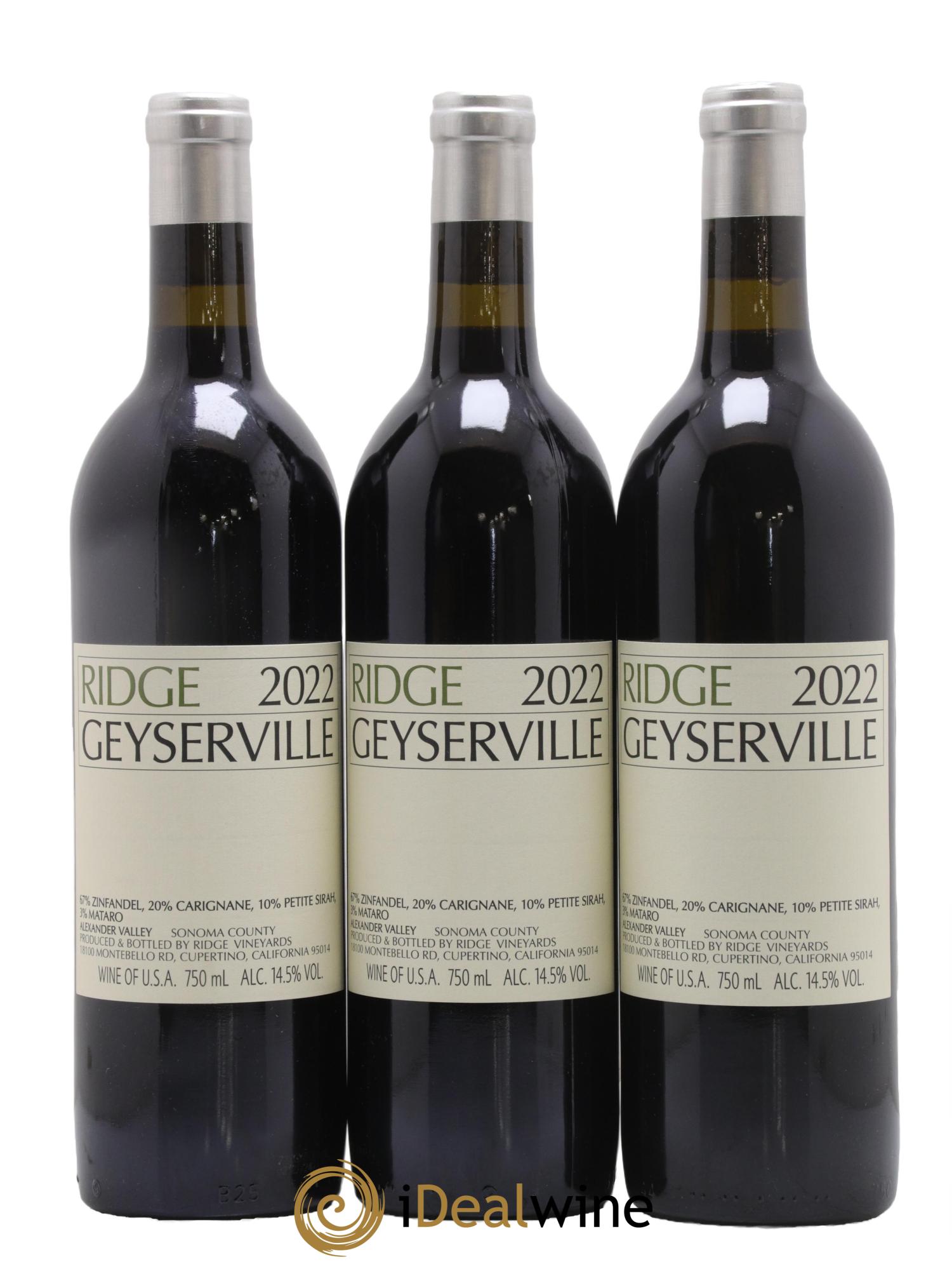 Alexander Valley Geyserville Ridge Vineyards 2022 - Lotto di 3 bottiglie - 0