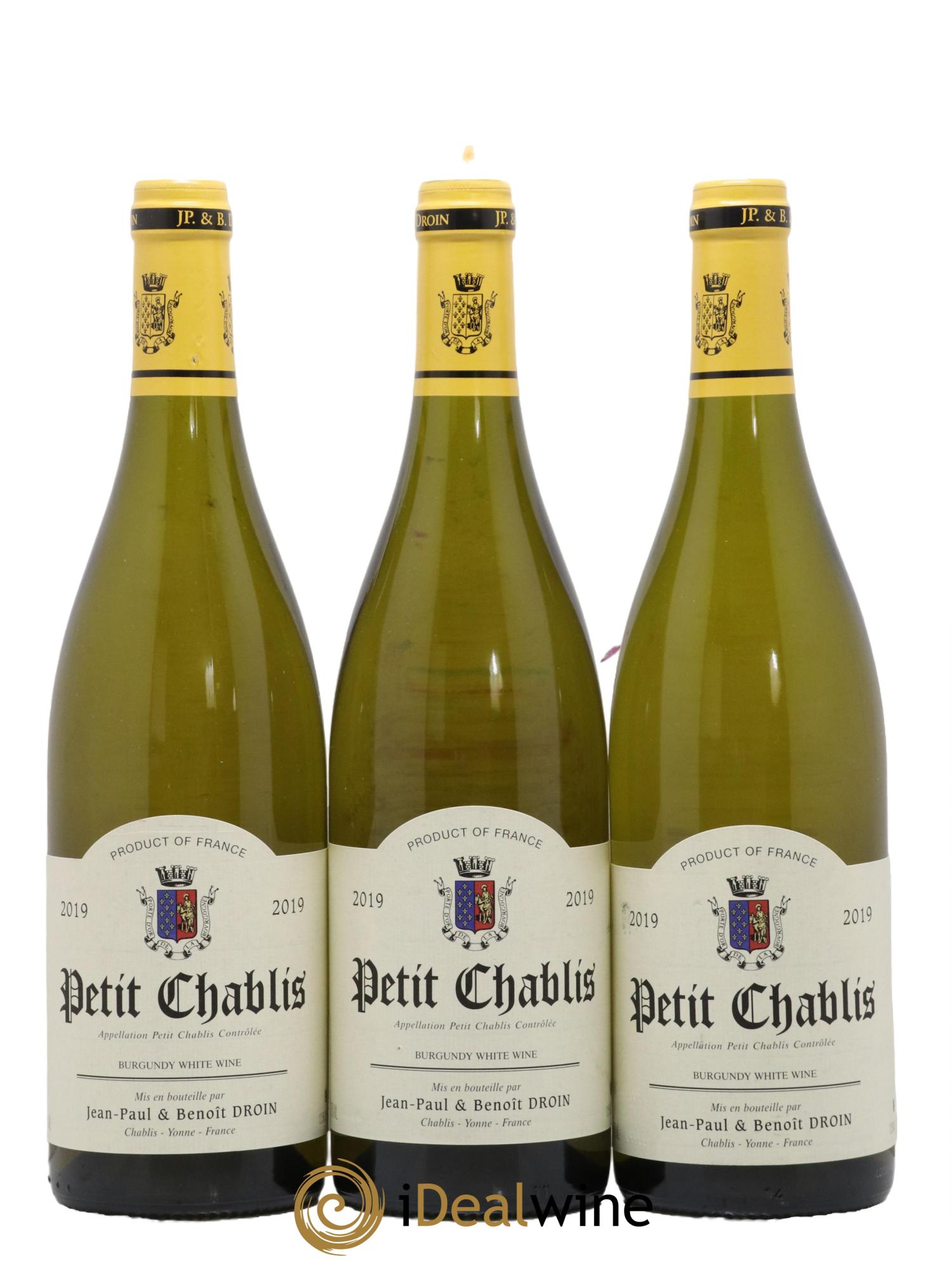 Petit Chablis Jean-Paul & Benoît Droin (Domaine) 2019 - Lot of 3 bottles - 0