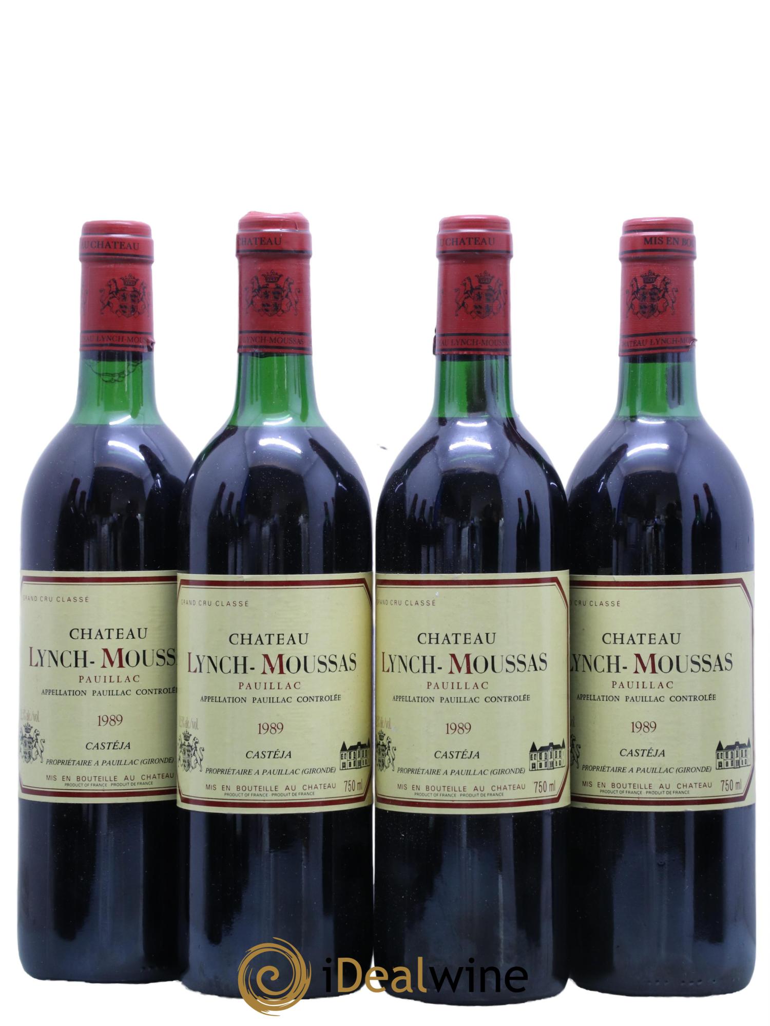 Château Lynch Moussas 5ème Grand Cru Classé 1989 - Lot de 4 bouteilles - 0