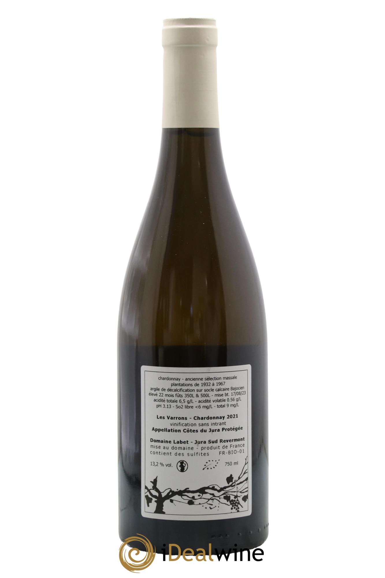 Côtes du Jura Chardonnay Les Varrons Romain - Julien - Charline Labet 2021 - Lot de 1 bouteille - 1