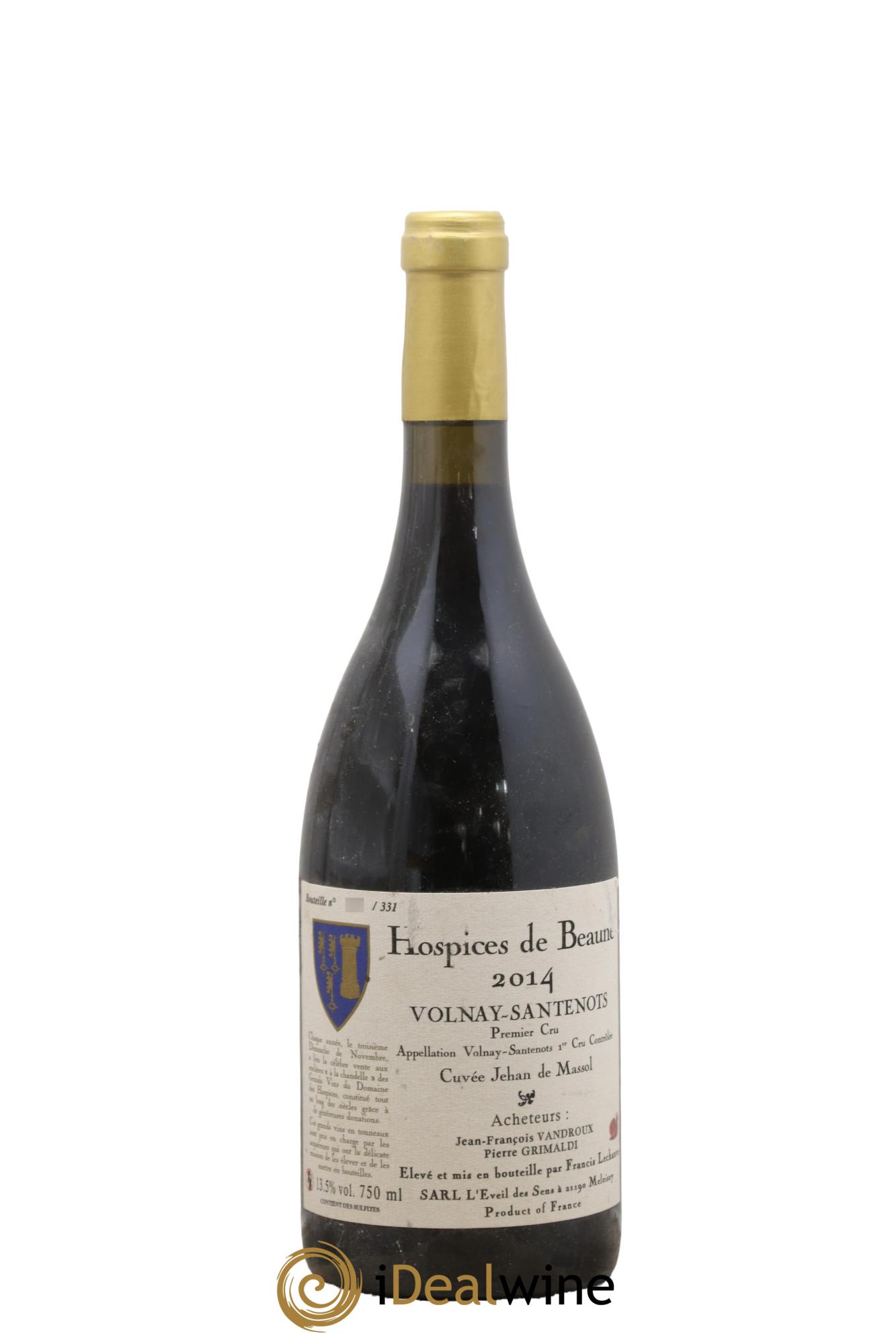 Volnay 1er Cru Santenots Cuvée Jehan de Massol Hospices de Beaune 2014 - Lot de 1 bouteille - 0