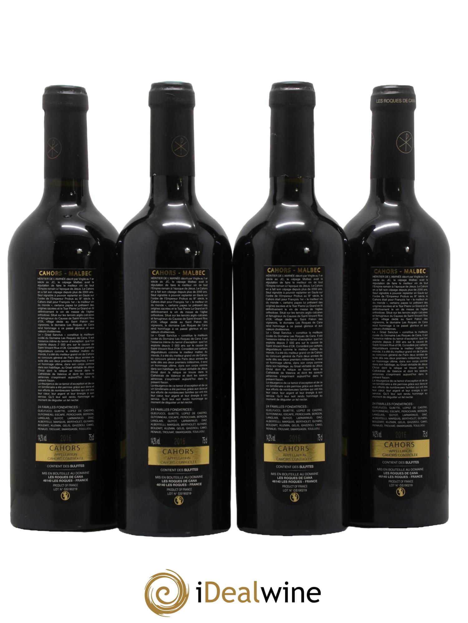 Cahors Graal Sanctus Domaine Les Roques de Cana 2016 - Lot de 4 bouteilles - 1
