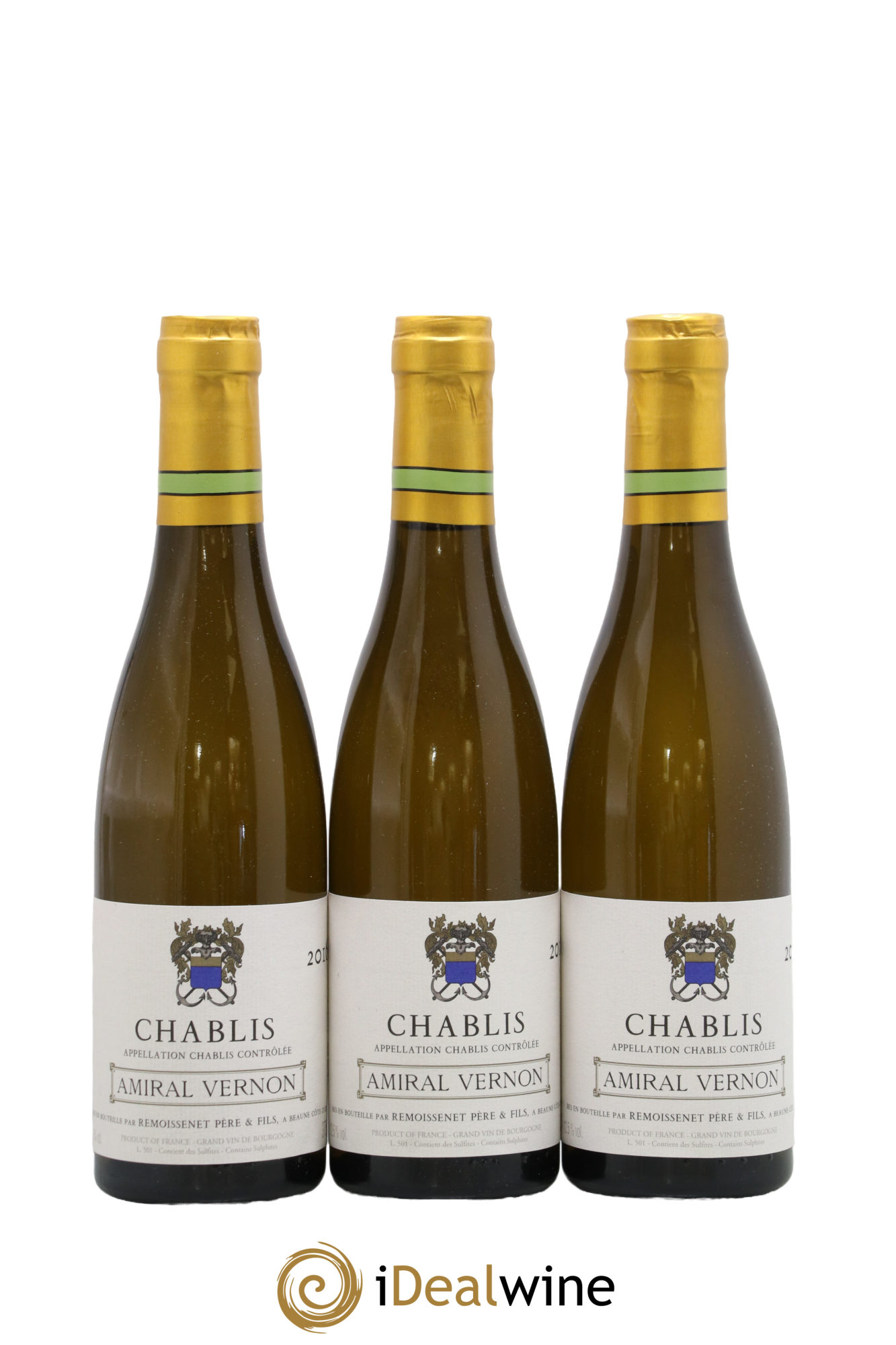 Chablis Amiral Vernon Remoissenet Père et Fils 2016 - Lot de 3 demi bouteilles - 0
