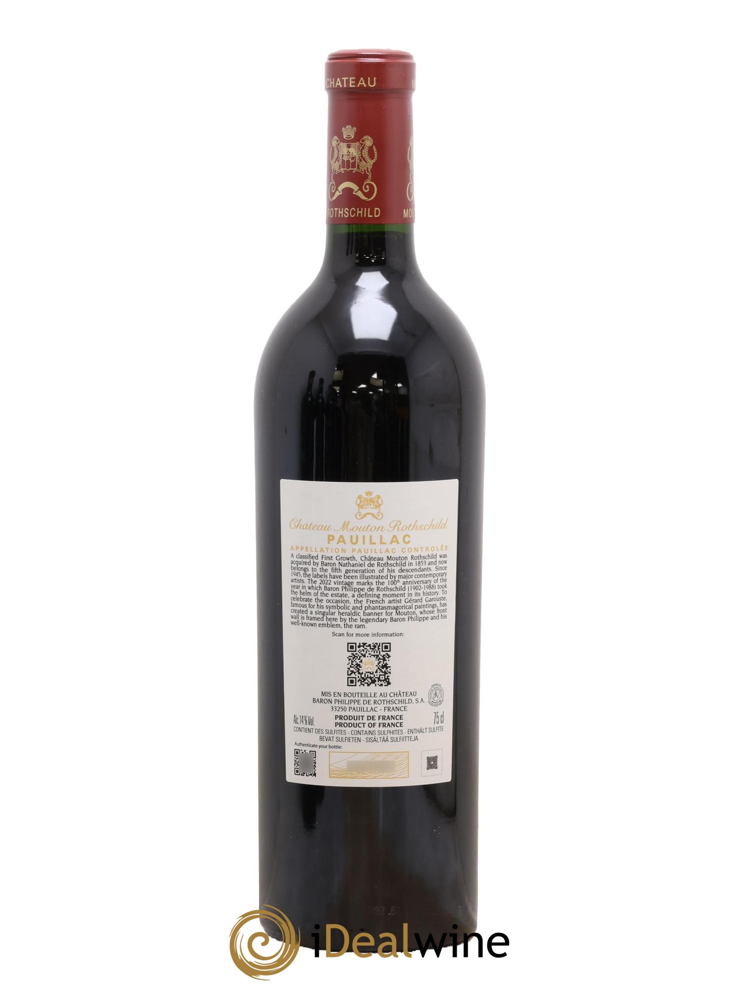 Château Mouton Rothschild 1er Grand Cru Classé 2022 - Lot de 1 bouteille - 1