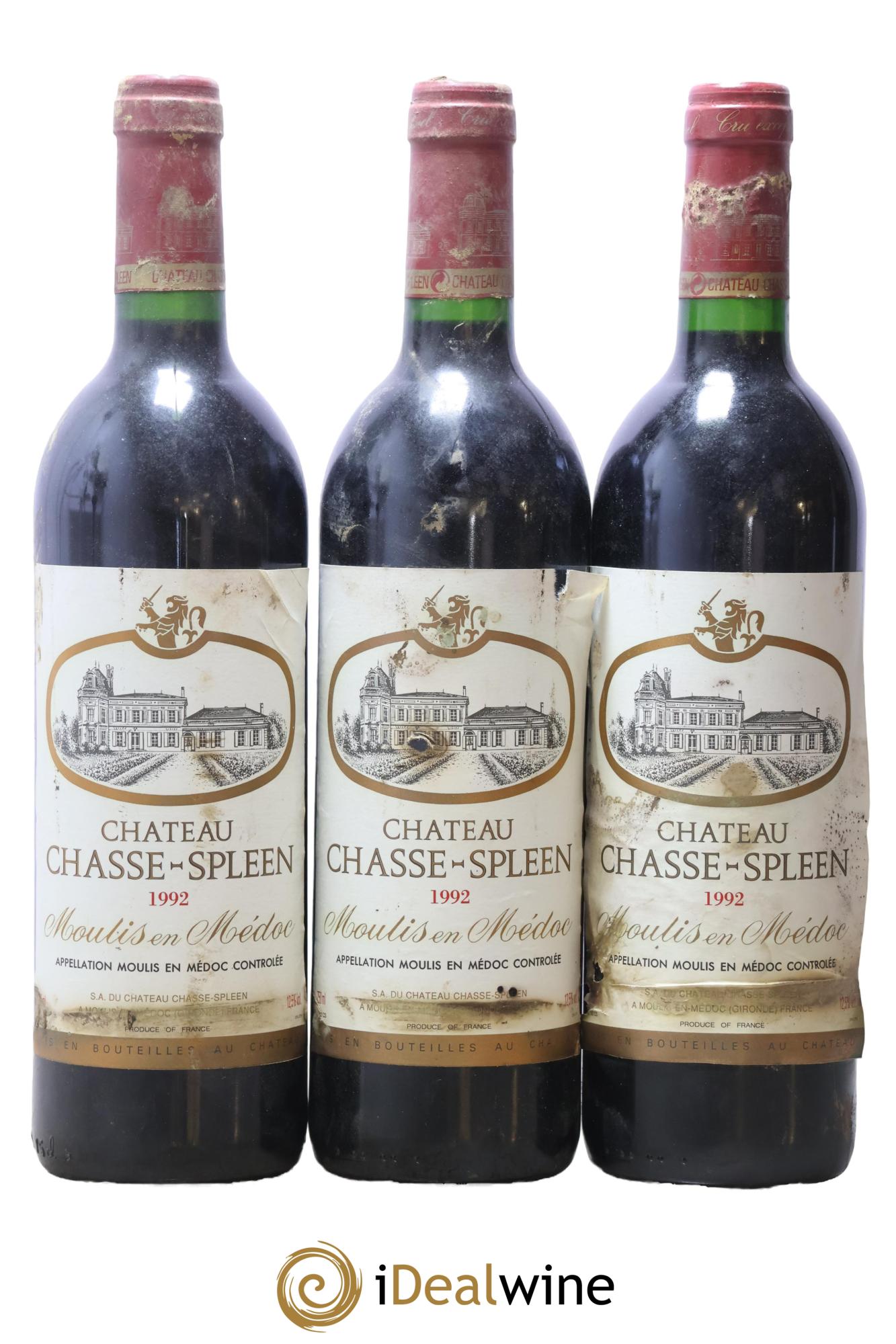 Château Chasse Spleen 1992 - Lot de 3 bouteilles - 0