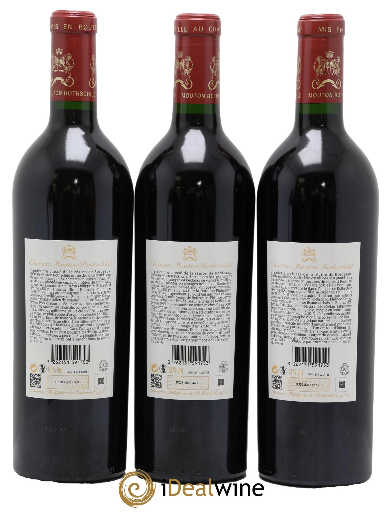 Château Mouton Rothschild 1er Grand Cru Classé 2013 - Lot de 3 bouteilles - 1