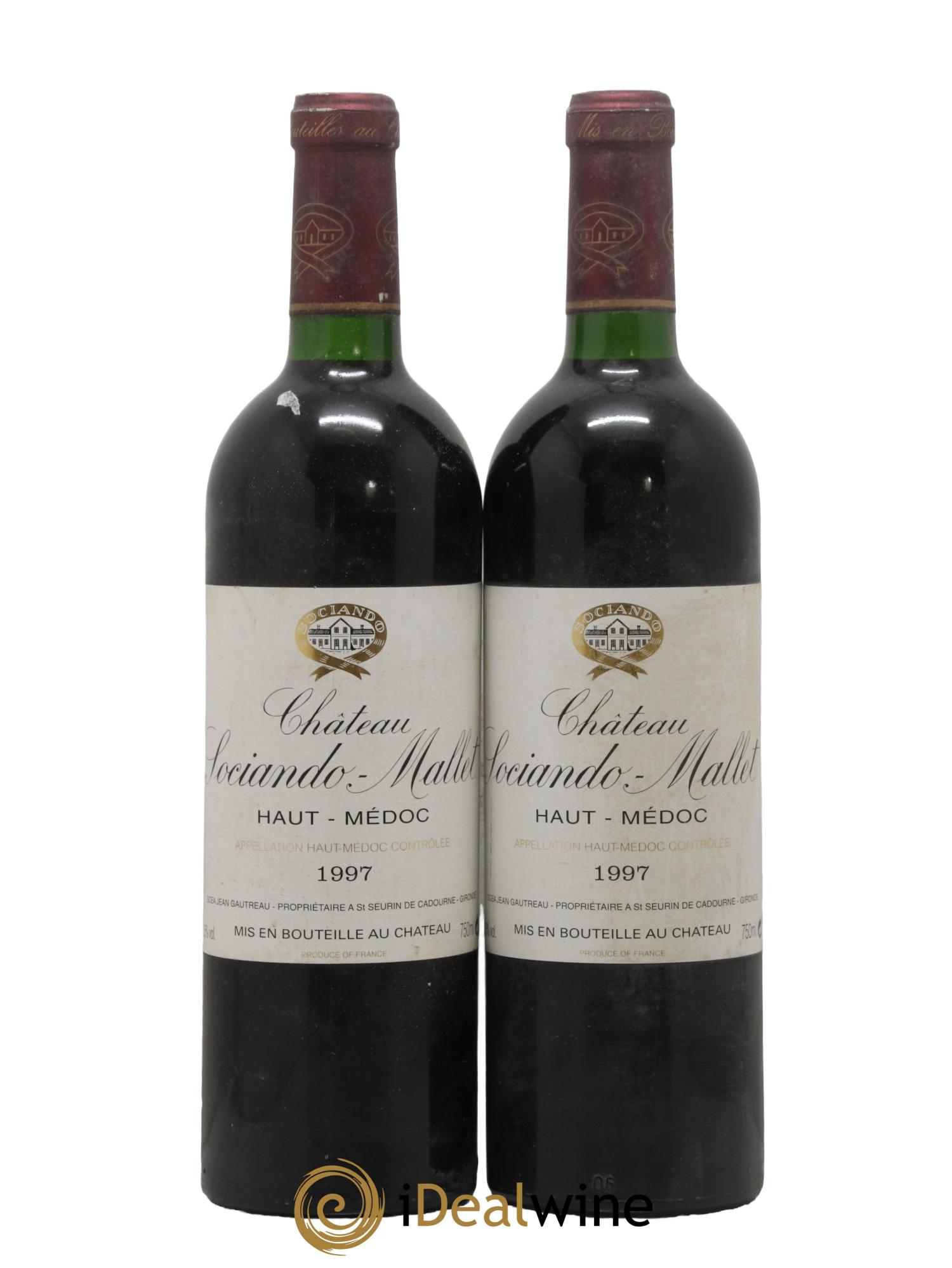 Château Sociando Mallet 1997 - Lotto di 2 bottiglie - 0