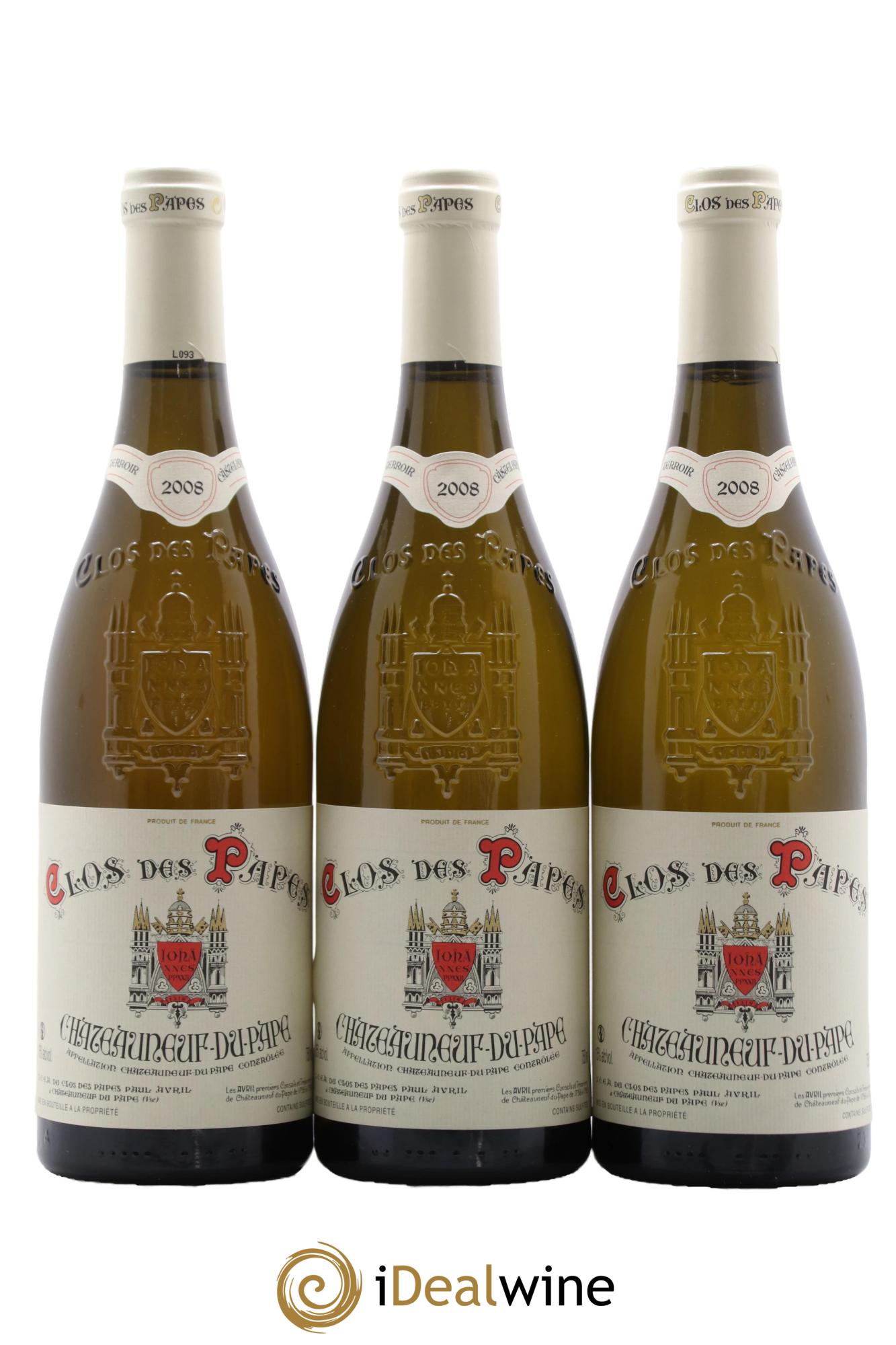 Châteauneuf-du-Pape Clos des Papes - Paul Avril 2008 - Lot of 3 bottles - 0