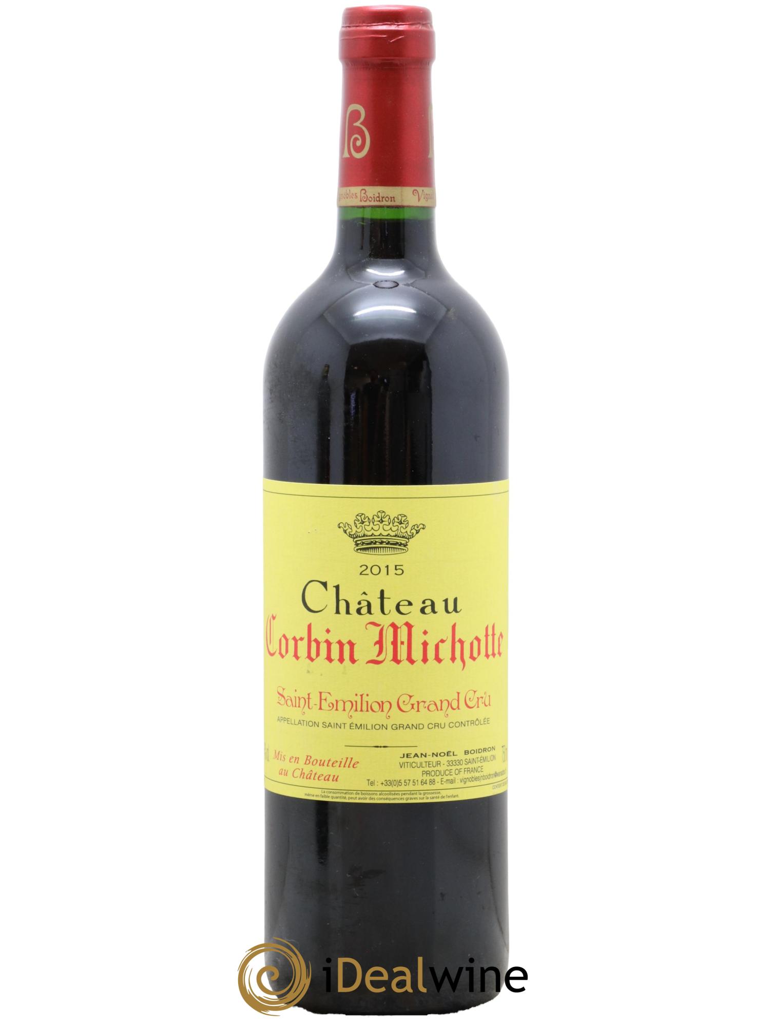 Château Corbin Michotte Grand Cru Classé 2015 - Lot de 1 bouteille - 0