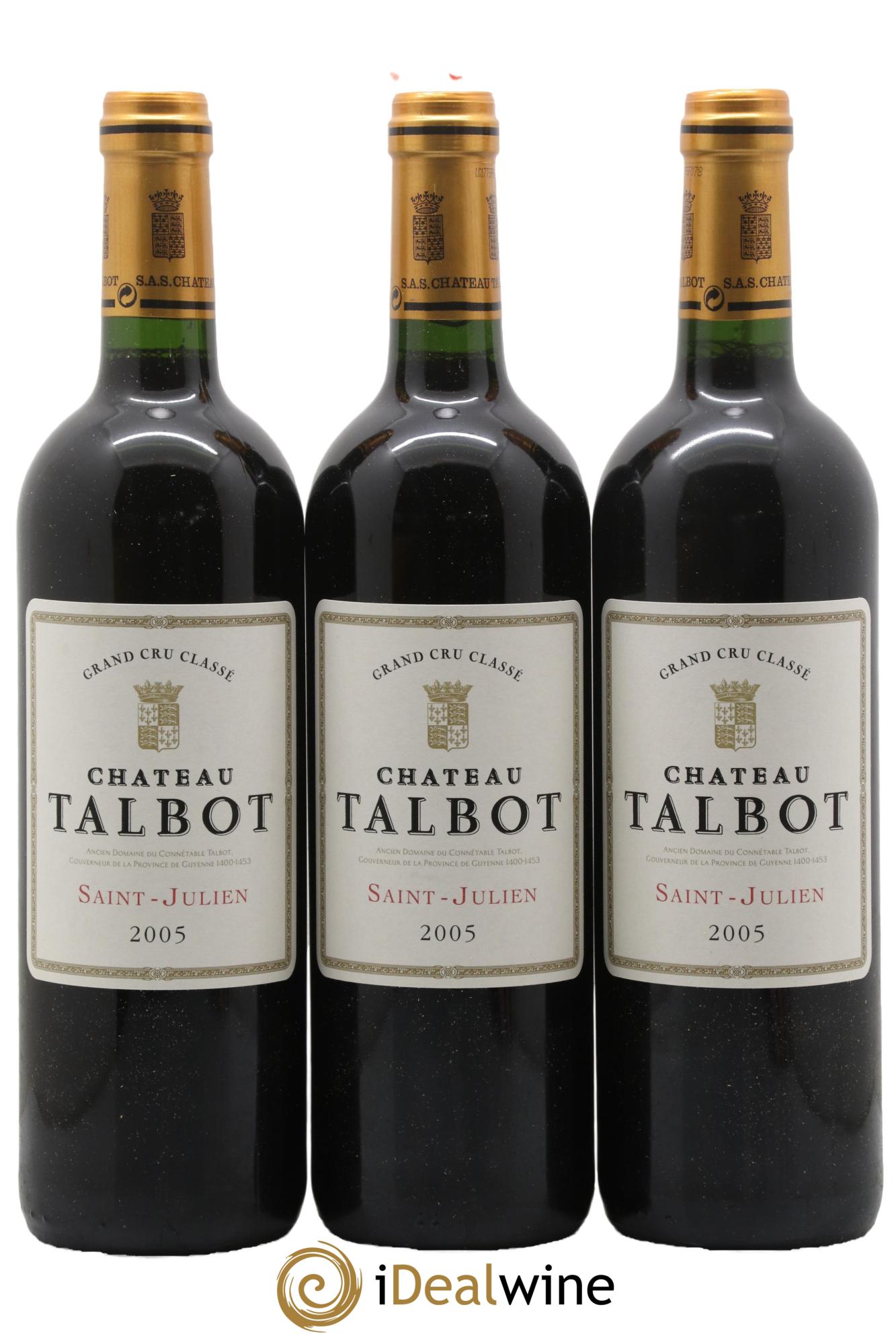 Château Talbot 4ème Grand Cru Classé 2005 - Lot de 3 bouteilles - 0