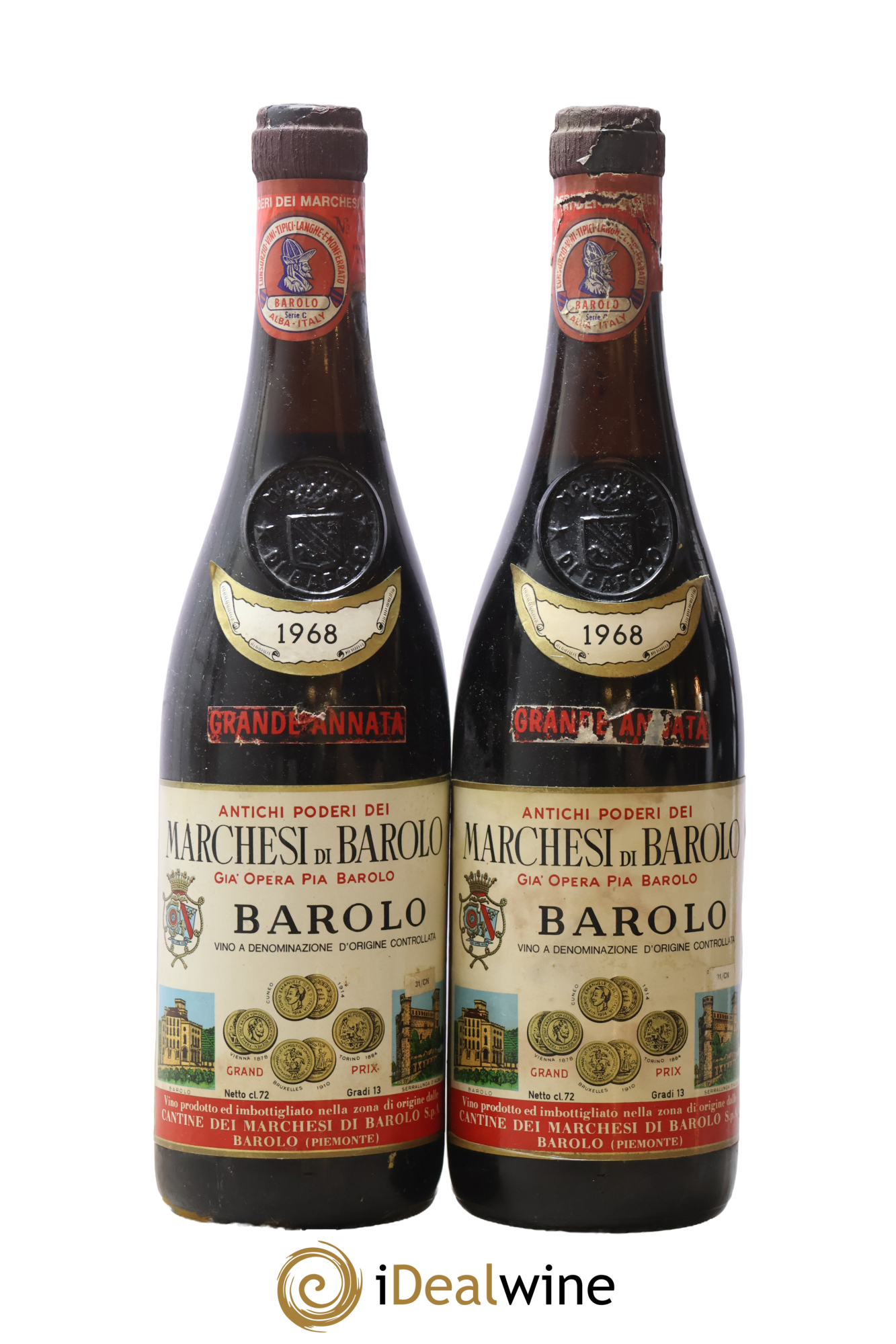 Barolo DOC Grande Annata Marchesi Di Barolo 1968 - Lot de 2 bouteilles - 0