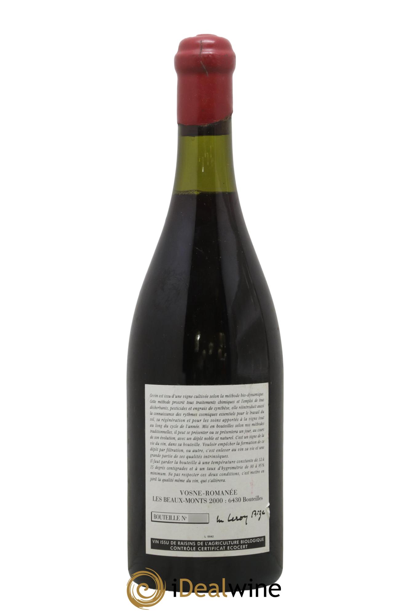 Vosne-Romanée 1er Cru Les Beaux-Monts Leroy (Domaine) 2000 - Lot de 1 bouteille - 1