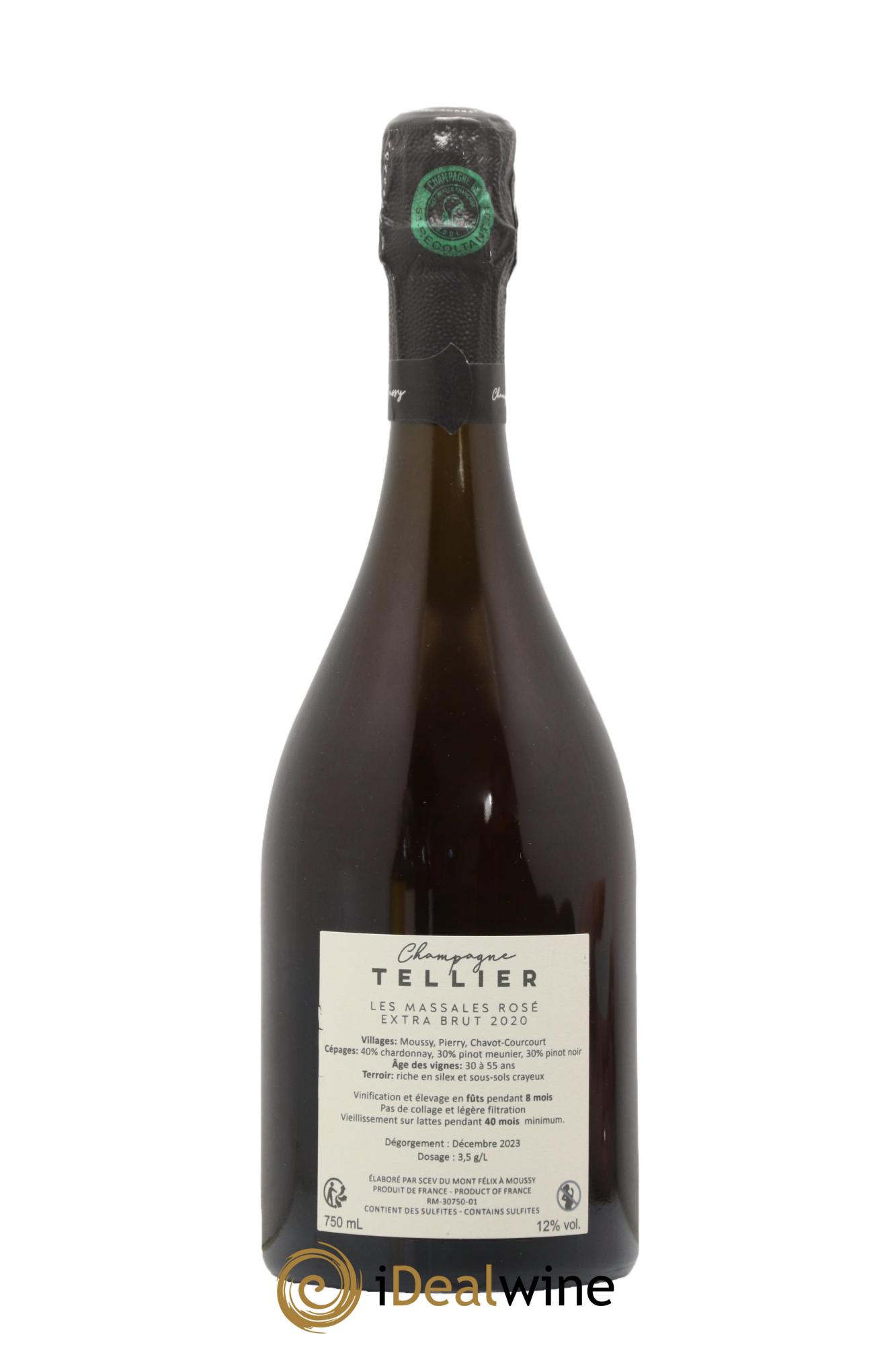Champagne - Extra Brut Les Massales Maison Tellier 2020 - Lot de 1 bouteille - 1