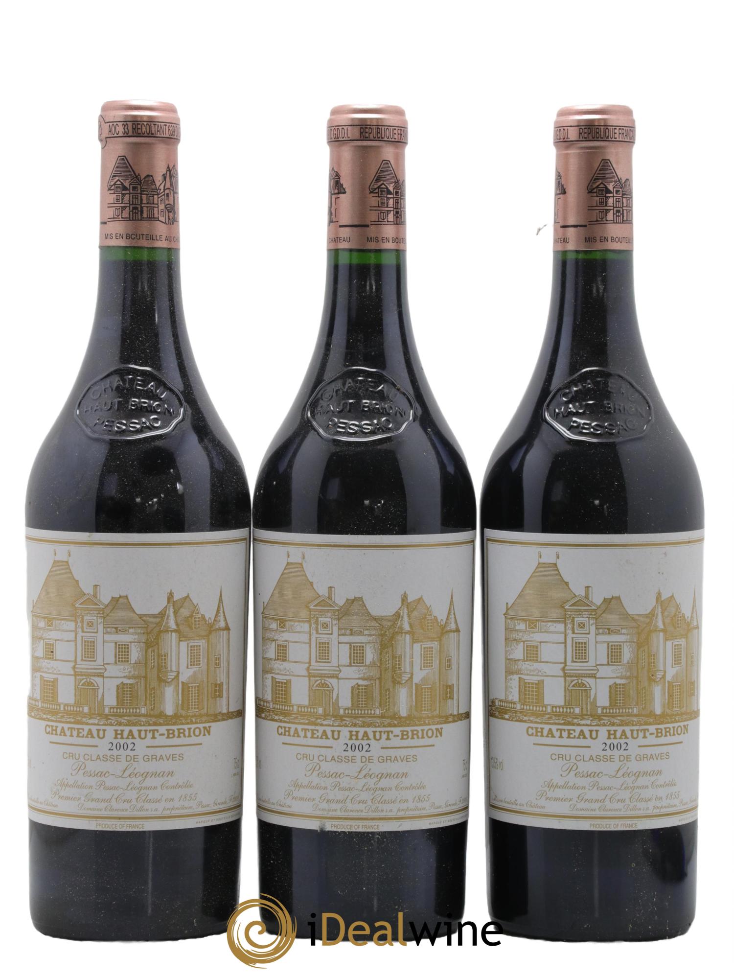 Château Haut Brion 1er Grand Cru Classé 2002 - Lot de 3 bouteilles - 0