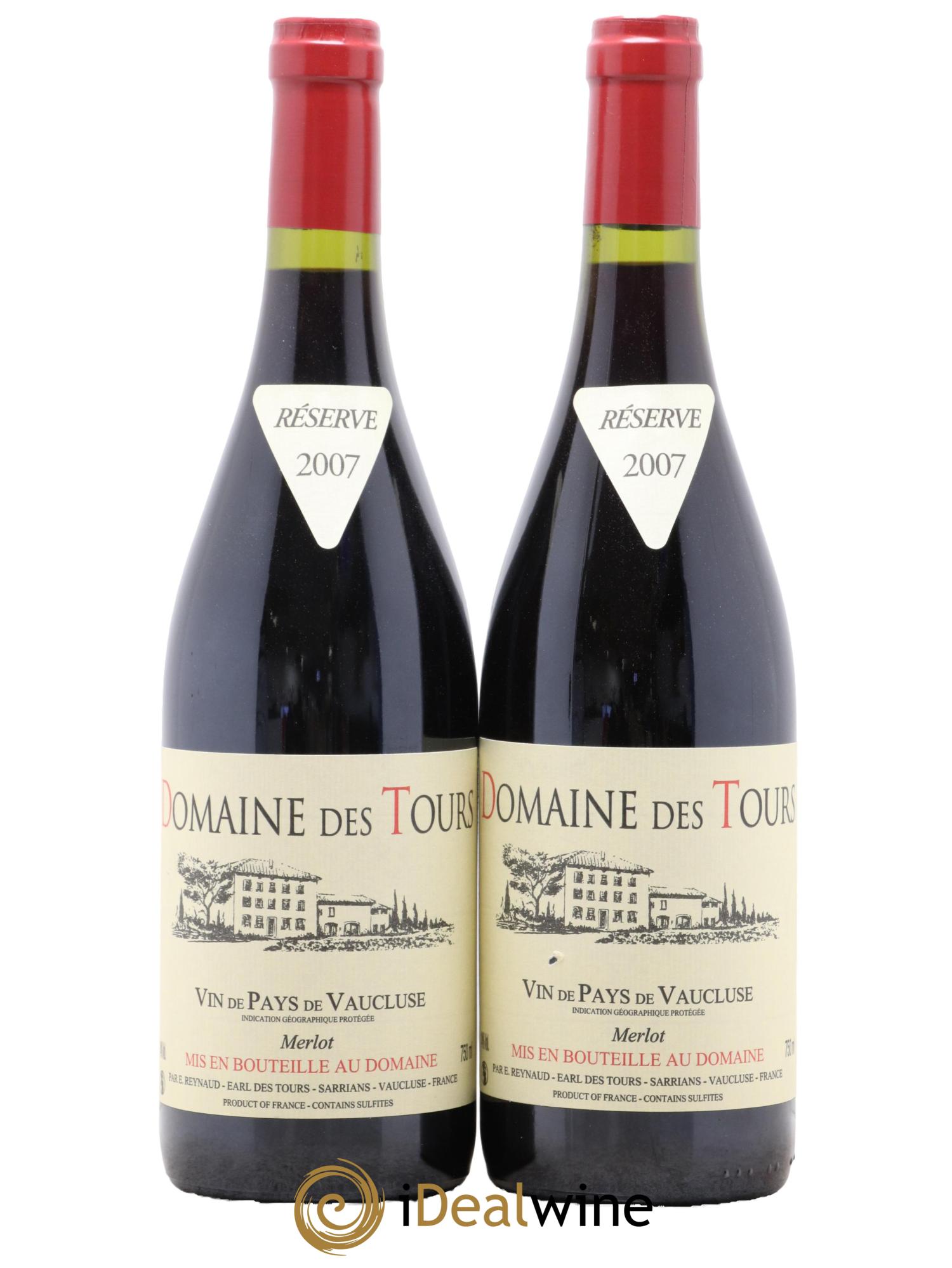 Vaucluse Domaine des Tours Merlot Emmanuel Reynaud 2007 - Lot de 2 bouteilles - 0