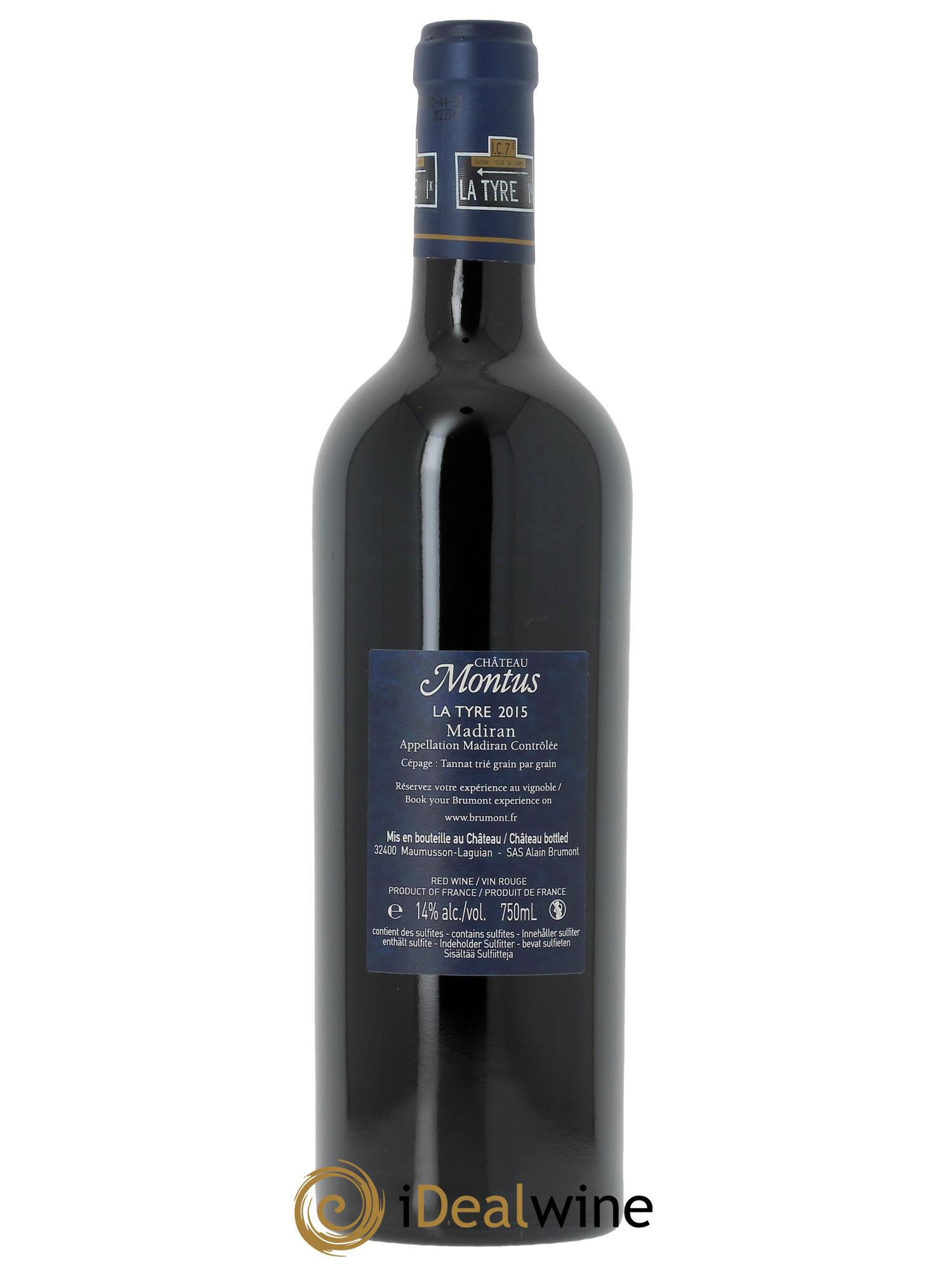 Madiran Château Montus-La Tyre Alain Brumont  2015 - Lot of 1 bottle - 1