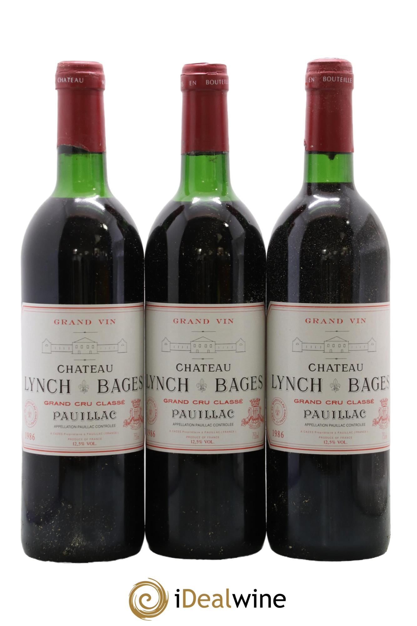 Château Lynch Bages 5ème Grand Cru Classé 1986 - Lot de 3 bouteilles - 0