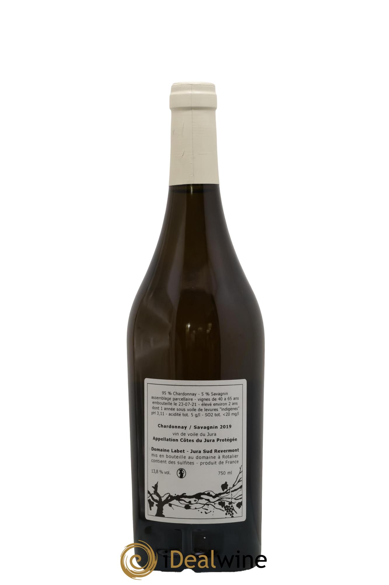 Côtes du Jura Vin de Voile Chardonnay-Savagnin Romain - Julien - Charline Labet 2019 - Lot de 1 bouteille - 1