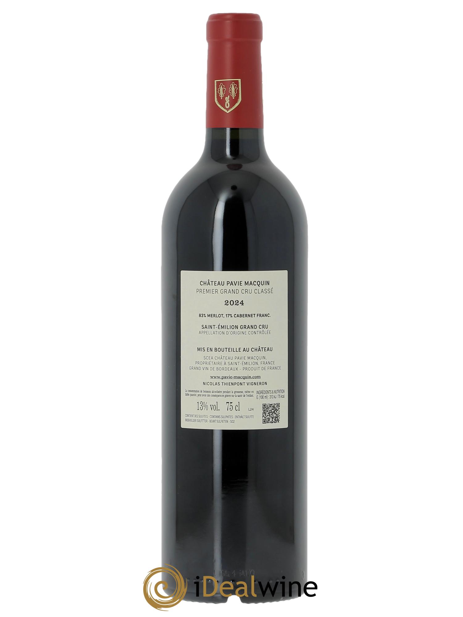 Château Pavie Macquin 1er Grand Cru Classé B (CBO à partir de 6 bts) 2024 - Lot de 1 bouteille - 1