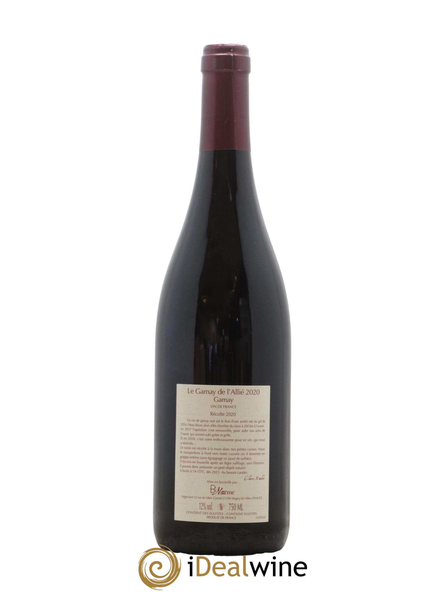 Vin de France Le Gamay de l'Allié Binaume Bizot-Naudin  2020 - Lot de 1 bouteille - 1