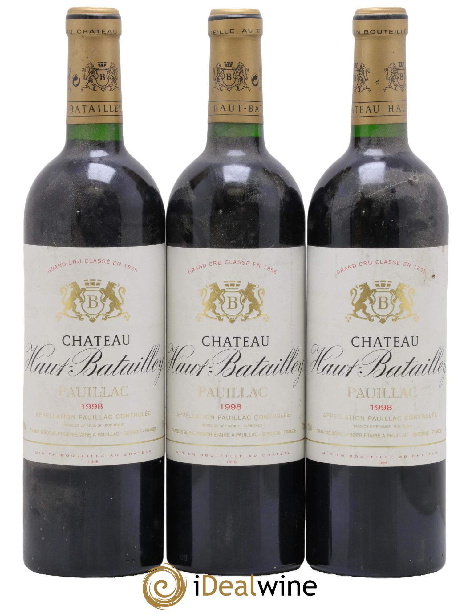 Château Haut Batailley 5ème Grand Cru Classé 1998 - Lot of 3 bottles - 0