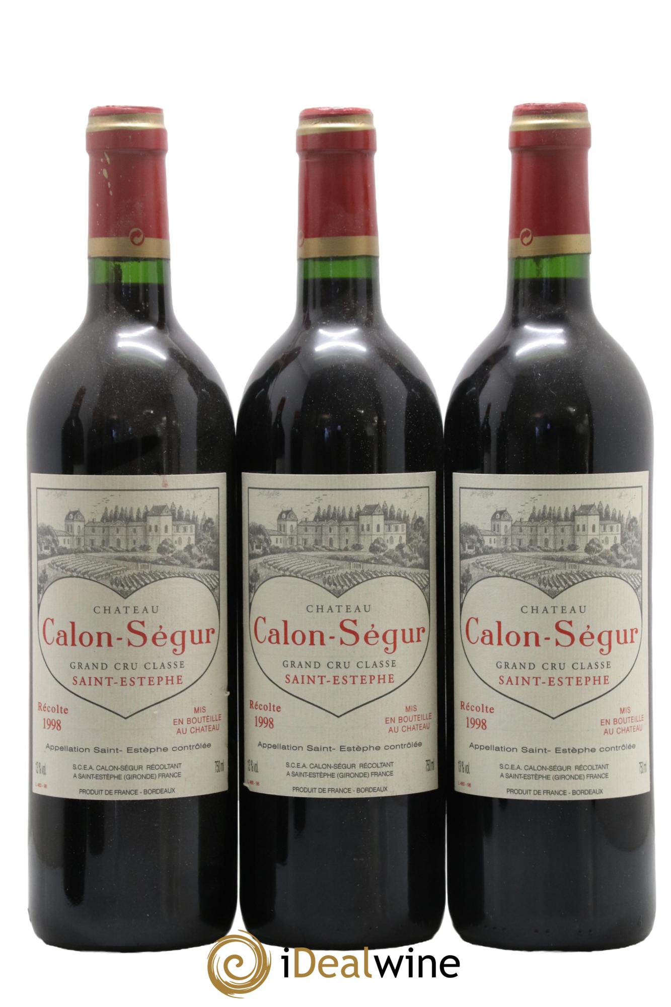 Château Calon Ségur 3ème Grand Cru Classé 1998 - Lot de 3 bouteilles - 0