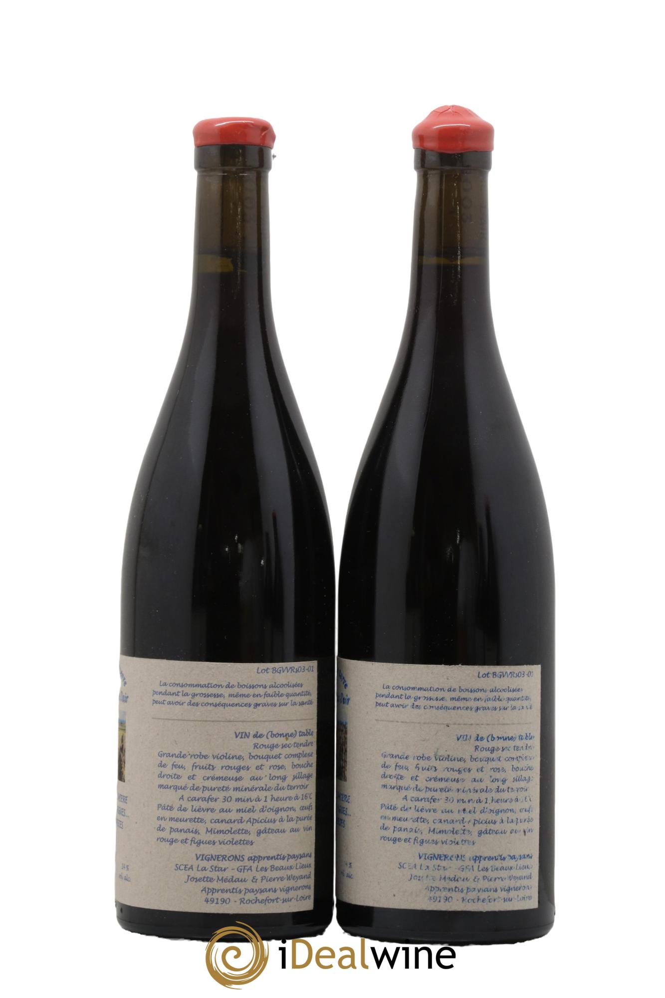 Vin de France Le Sang de Lumiere des Vieilles Vignes de Gasneries Un Vin de Terre Libre Comme l'Air Josette Medeau et Pierre Weyand 2003 - Lotto di 2 bottiglie - 1