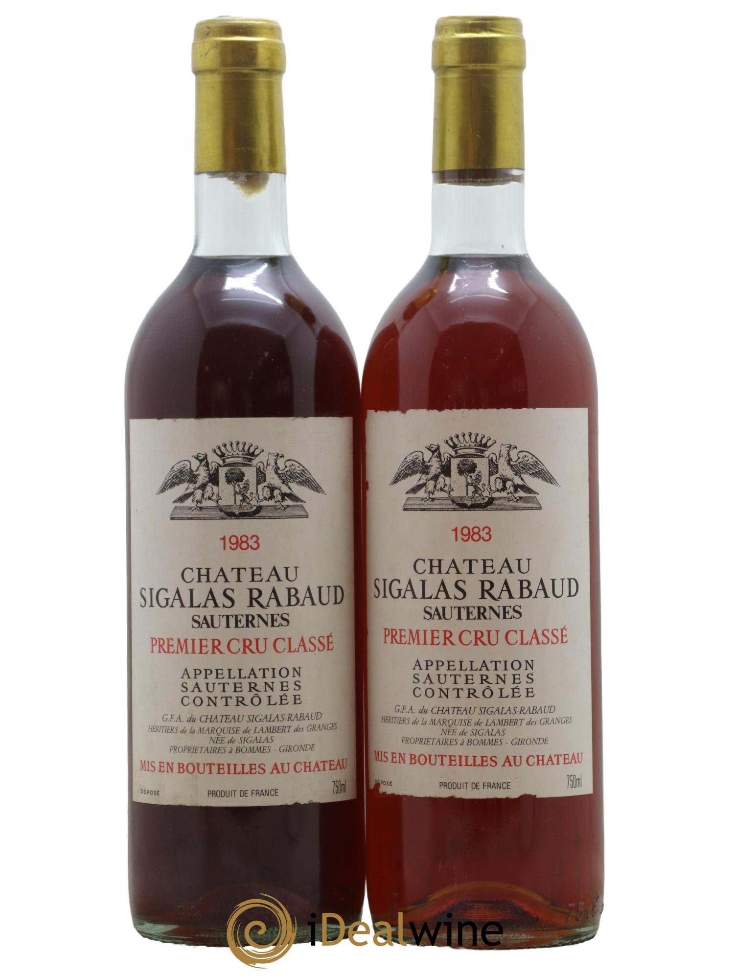 Château Sigalas Rabaud 1er Grand Cru Classé 1983 - Lotto di 2 bottiglie - 0