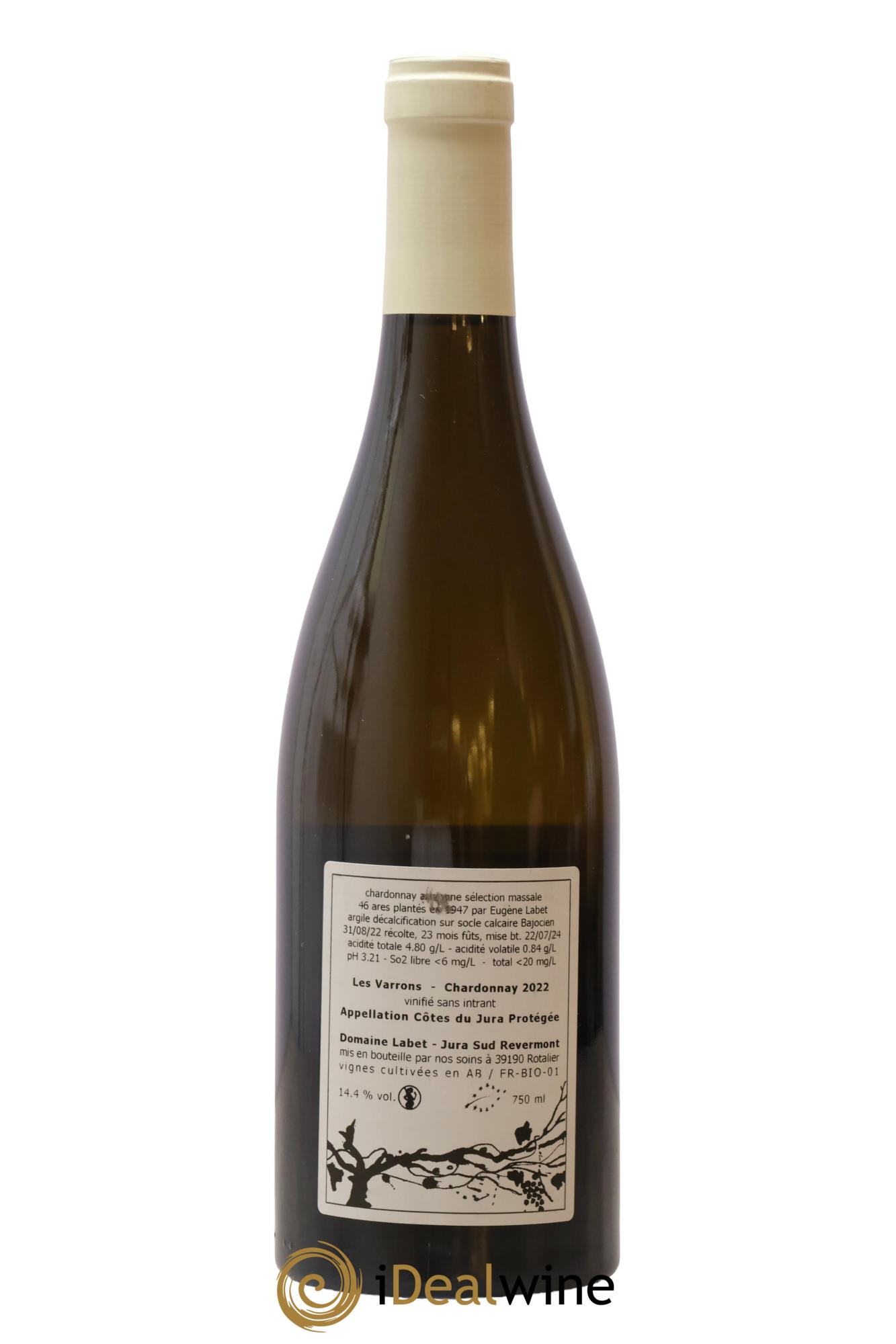 Côtes du Jura Chardonnay Les Varrons Romain - Julien - Charline Labet 2022 - Lot de 1 bouteille - 1