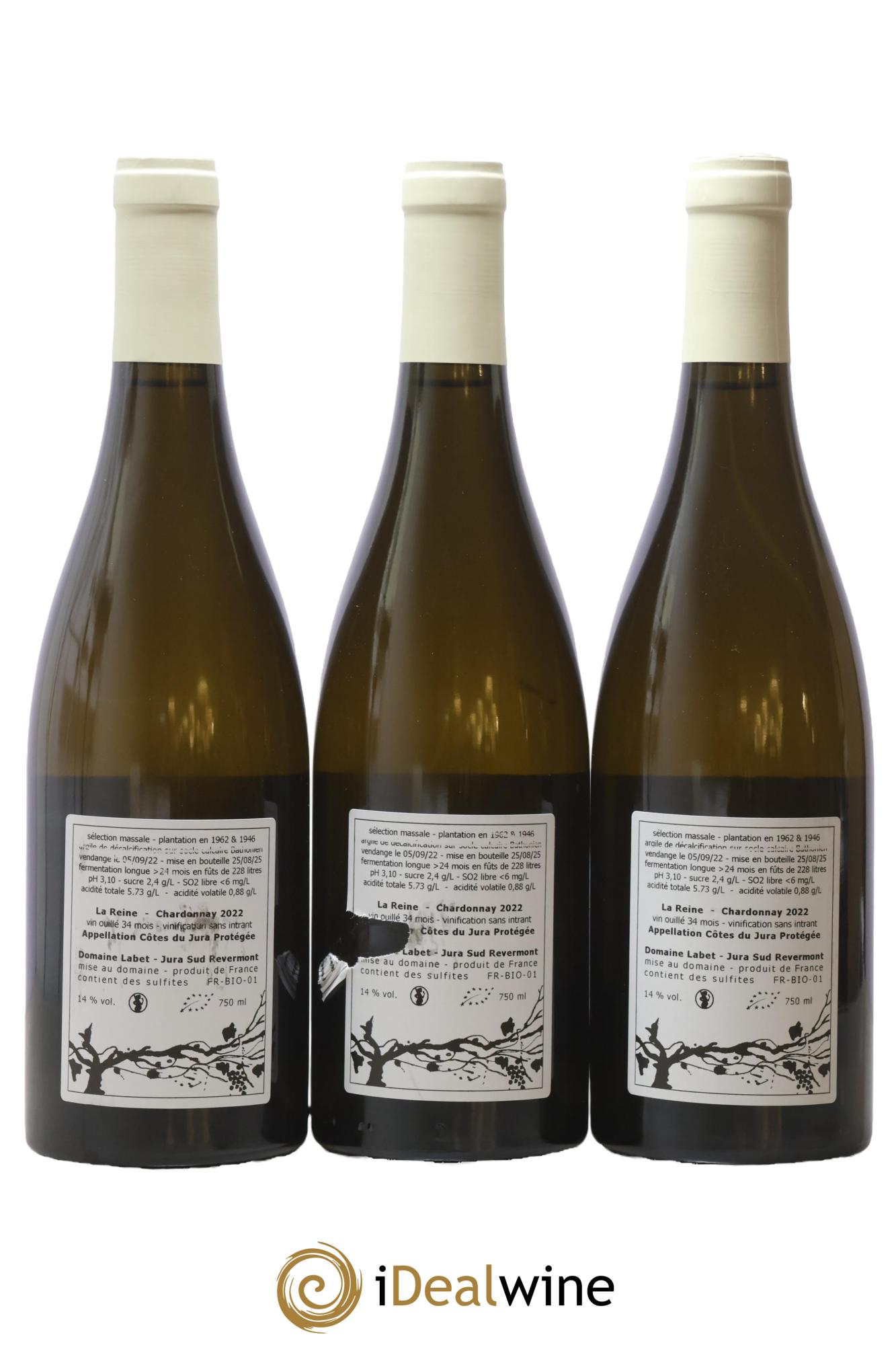 Côtes du Jura Chardonnay La Reine Romain - Julien - Charline Labet 2022 - Lot de 3 bouteilles - 1