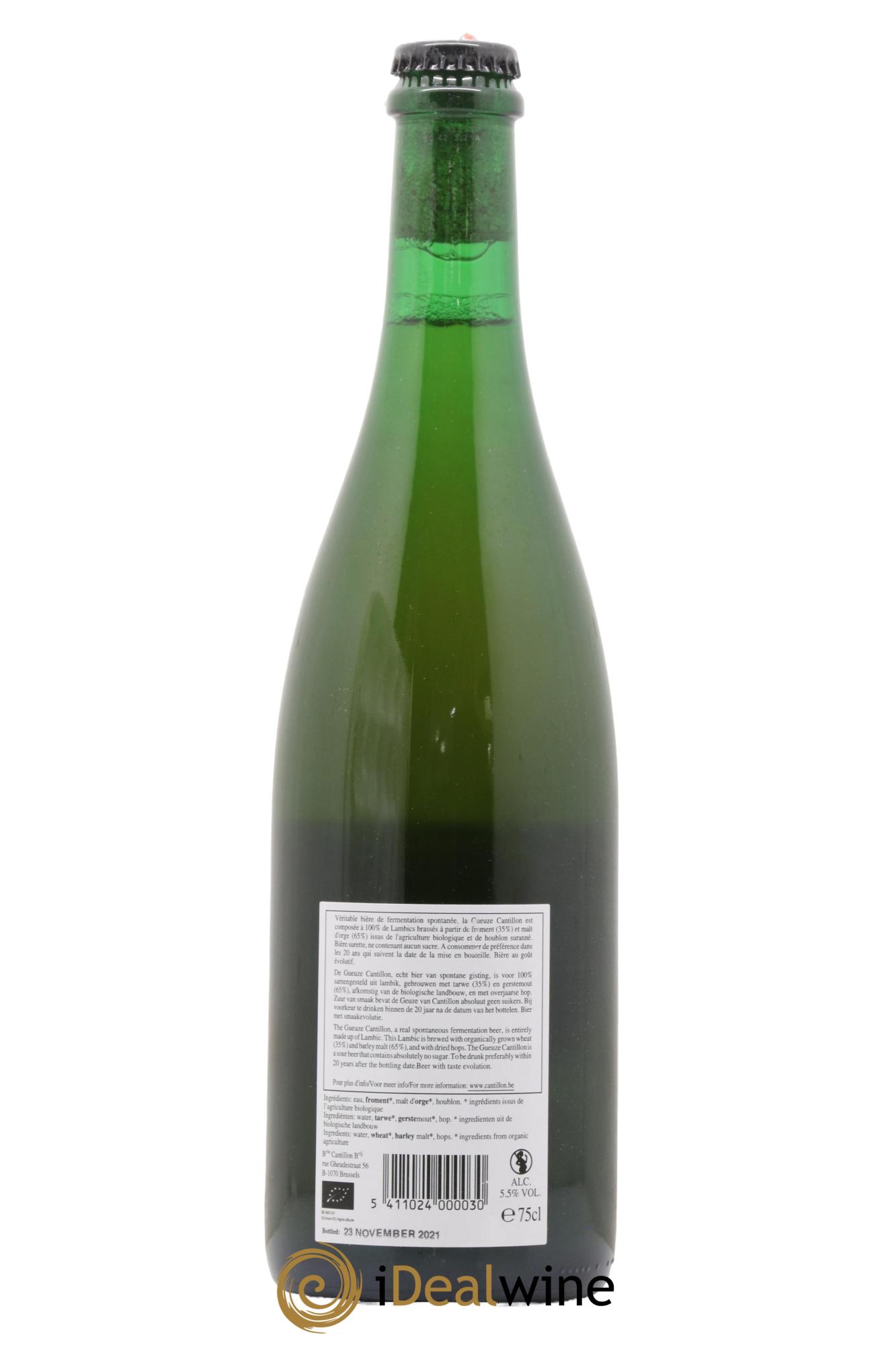 Bière Lambic Bio New Label Gueuze Cantillon embouteillé en 2021 - Lot de 1 bouteille - 1