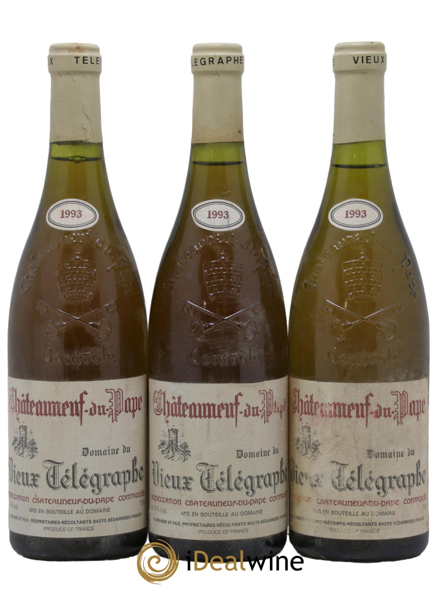 Châteauneuf-du-Pape Vieux Télégraphe (Domaine du) Vignobles Brunier 1993 - Lot de 3 bouteilles - 0