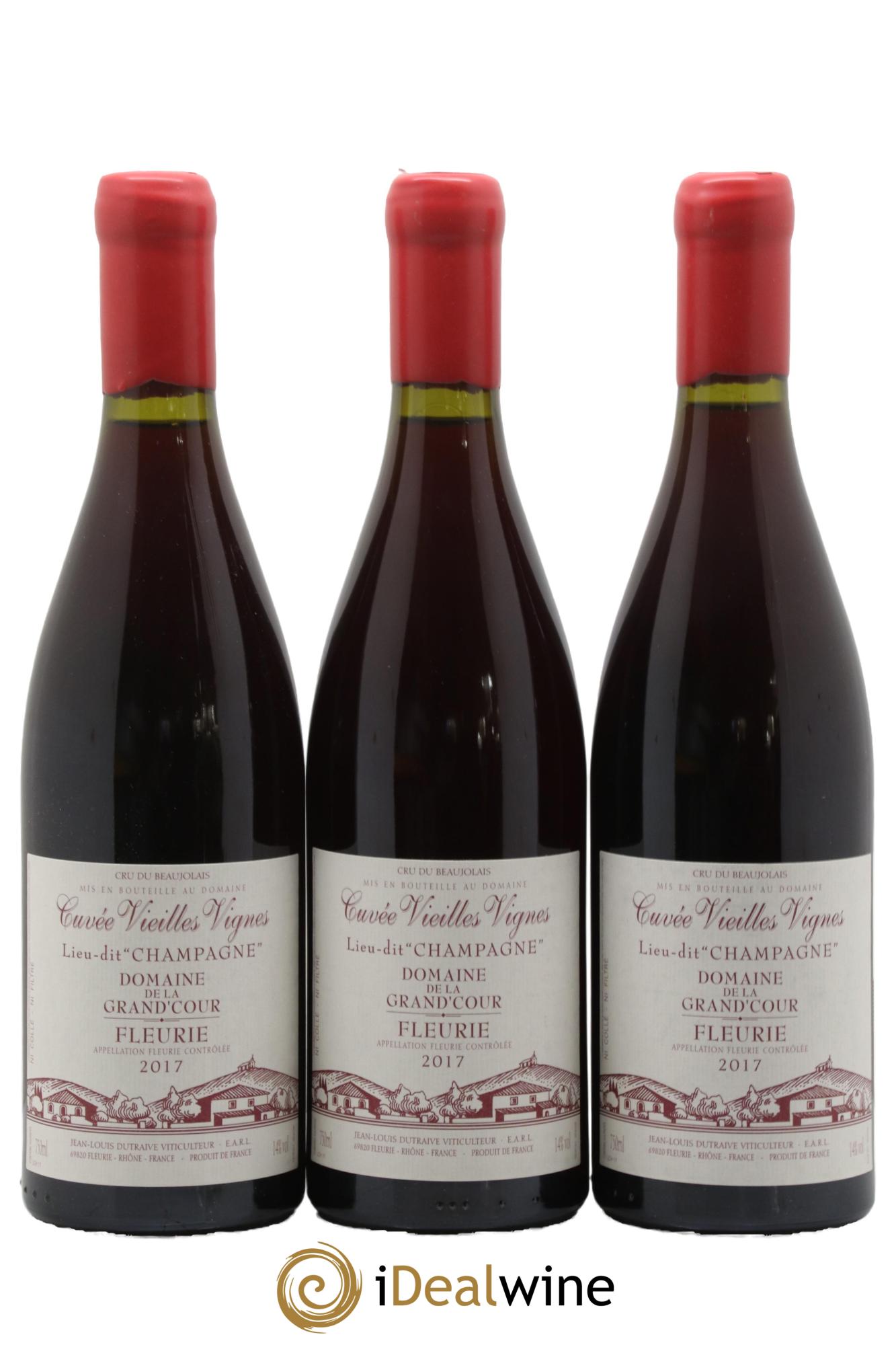 Fleurie Champagne - Cuvée Vieilles Vignes Grand'cour (Domaine de la) - Jean-Louis Dutraive 2017 - Lot of 3 bottles - 0