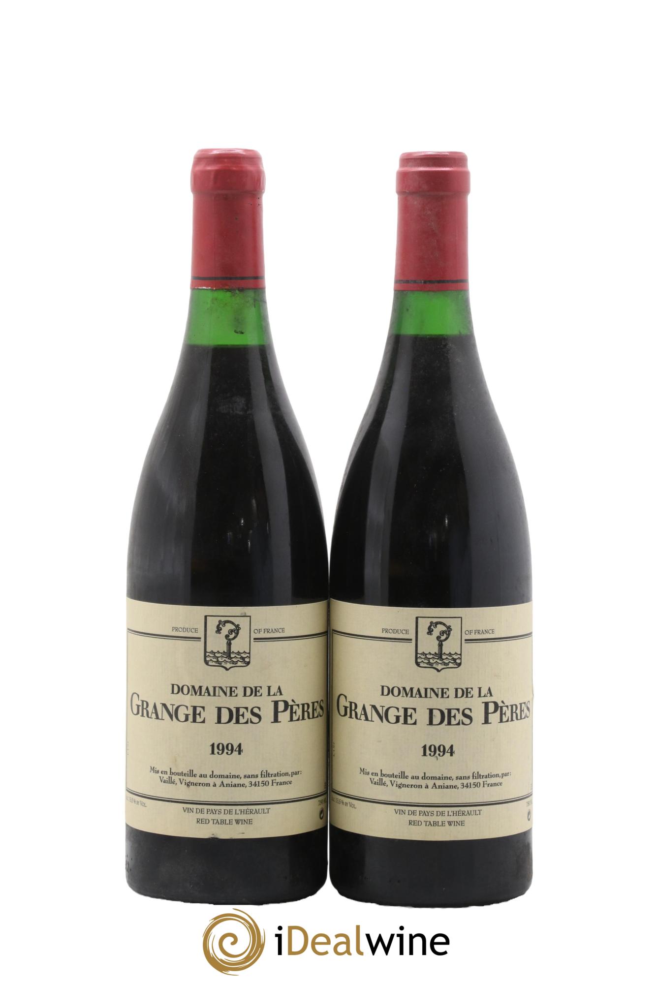 IGP Pays d'Hérault Grange des Pères Laurent Vaillé 1994 - Lot of 2 bottles - 0