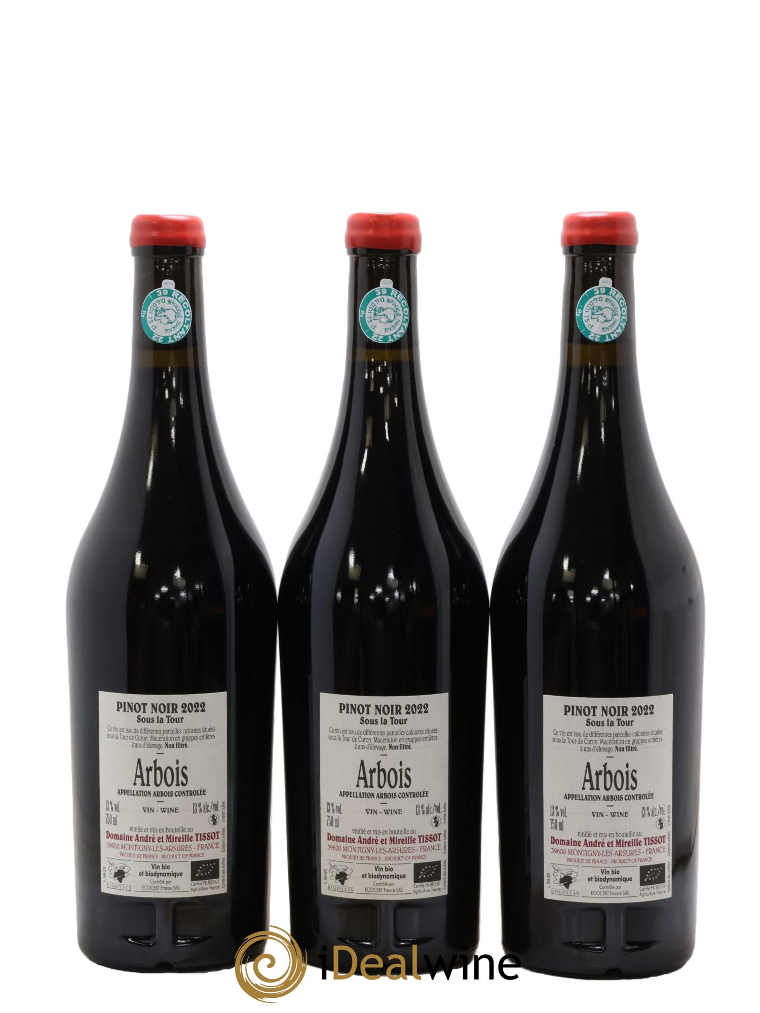 Arbois Sous La Tour Pinot Noir Tissot 2022 - Lot of 3 bottles - 1