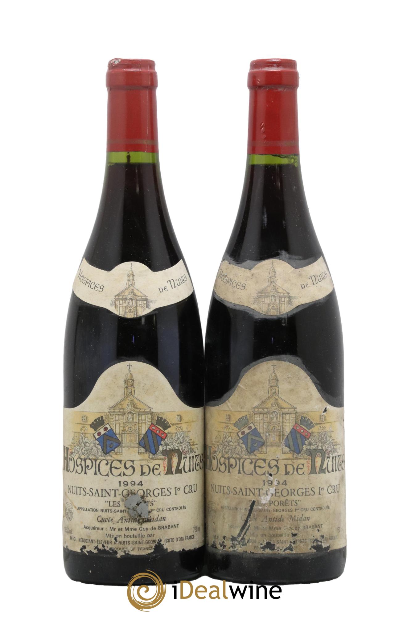 Nuits-Saint-Georges 1er Cru Les Porêts Cuvée Antide Midan Hospices de Nuits 1994 - Posten von 2 Flaschen - 0