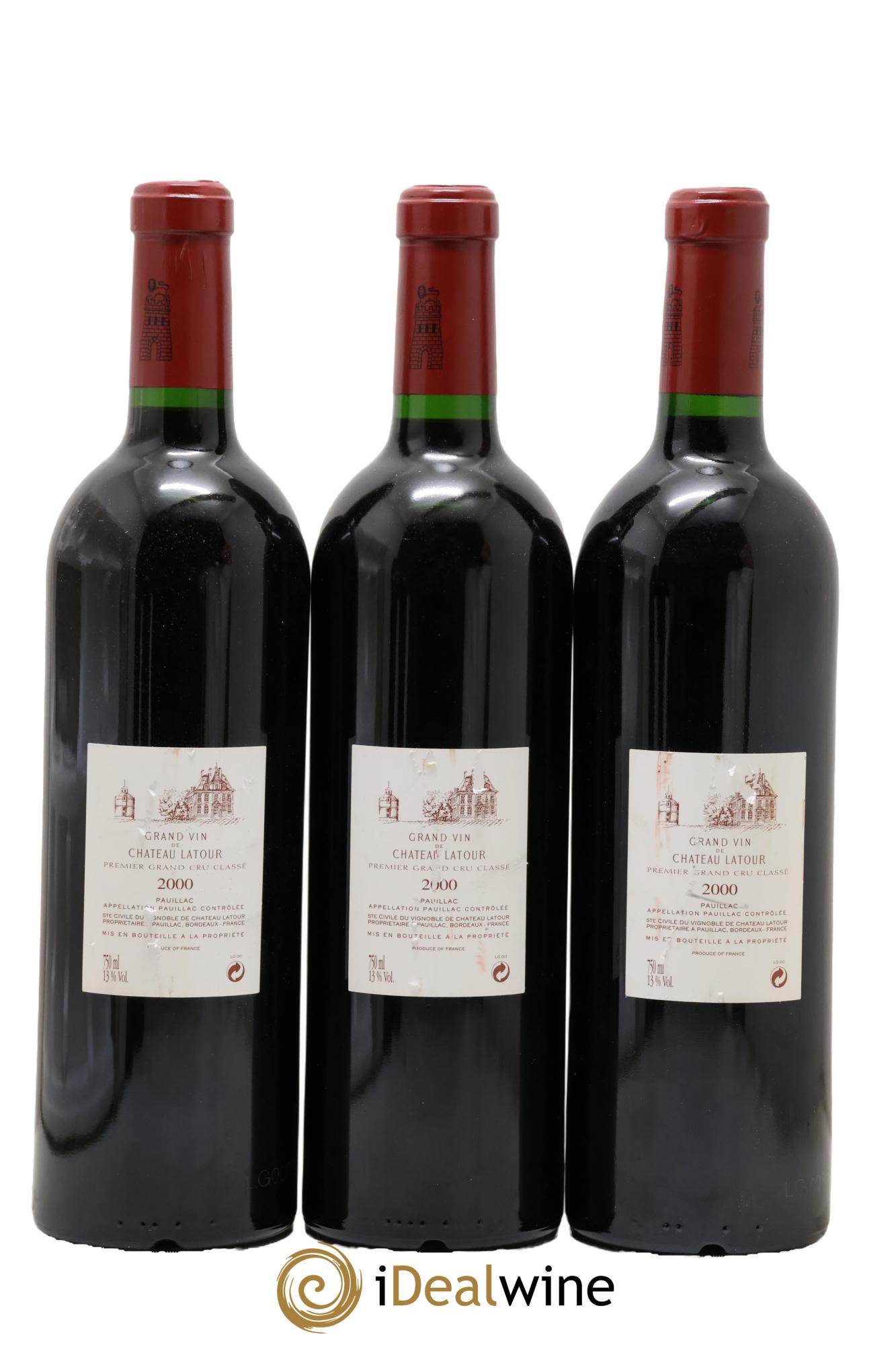 Château Latour 1er Grand Cru Classé 2000 - Lotto di 3 bottiglie - 1