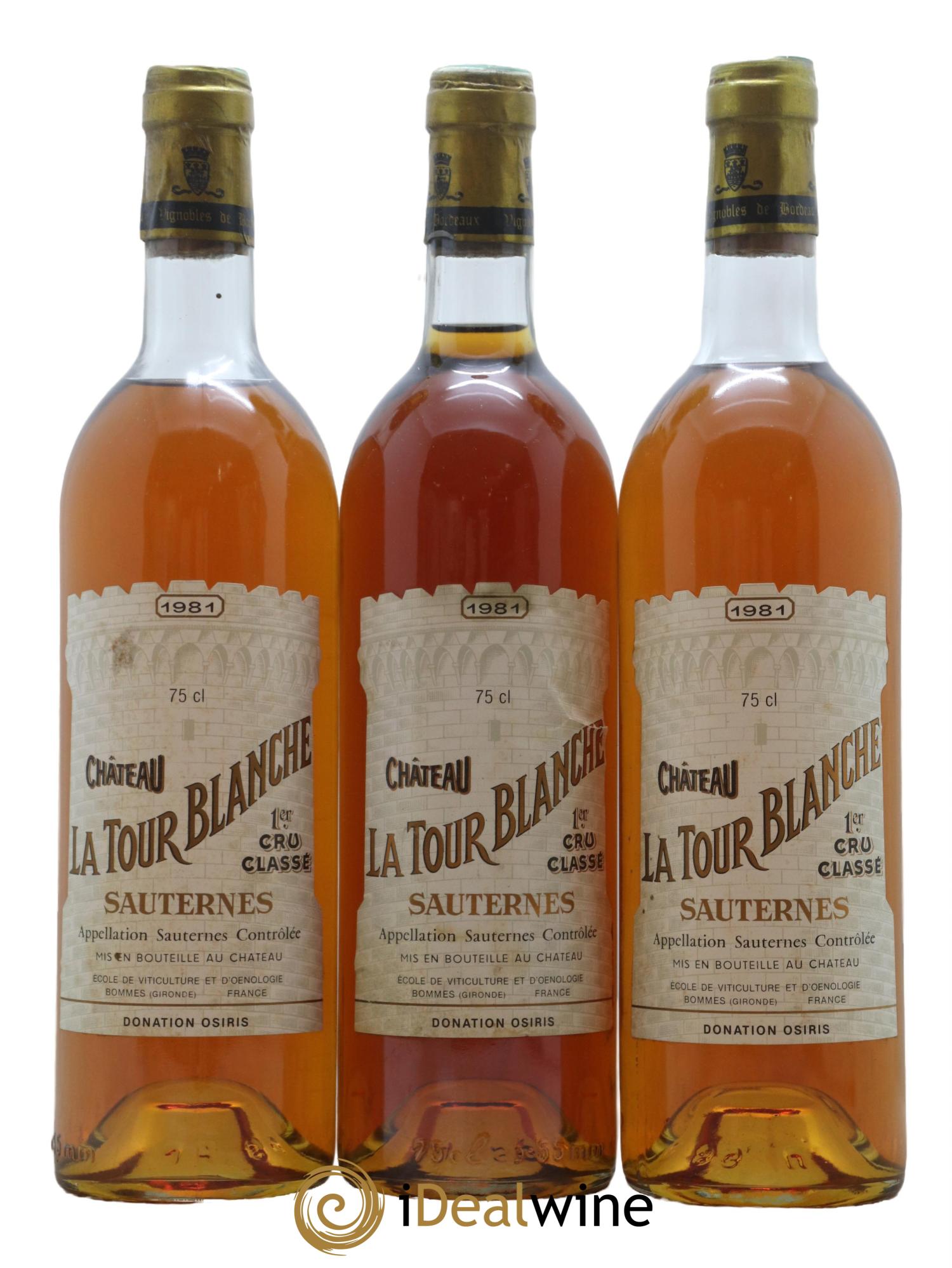 Château la Tour Blanche 1er Grand Cru Classé 1981 - Lotto di 3 bottiglie - 0