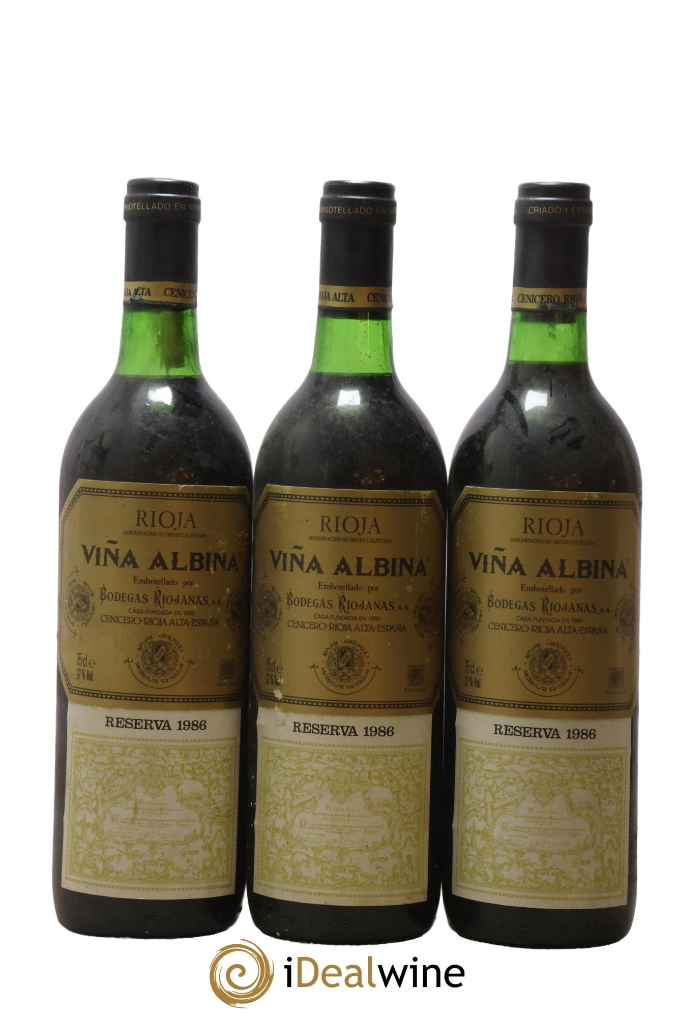 Rioja DOCA Vina Albina Reserva Riojanas 1986 - Lotto di 3 bottiglie - 0