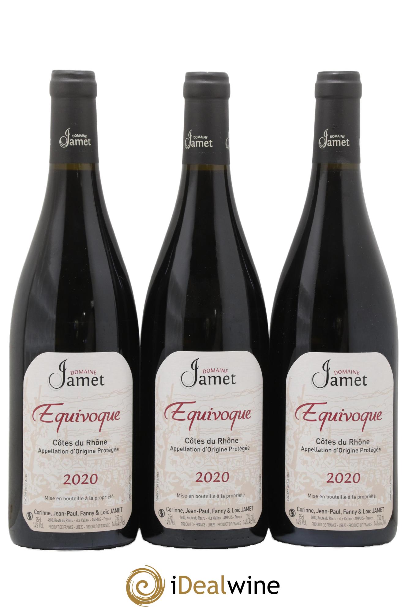 Côtes-du-Rhône Equivoque Jamet (Domaine) 2020 - Posten von 3 Flaschen - 0