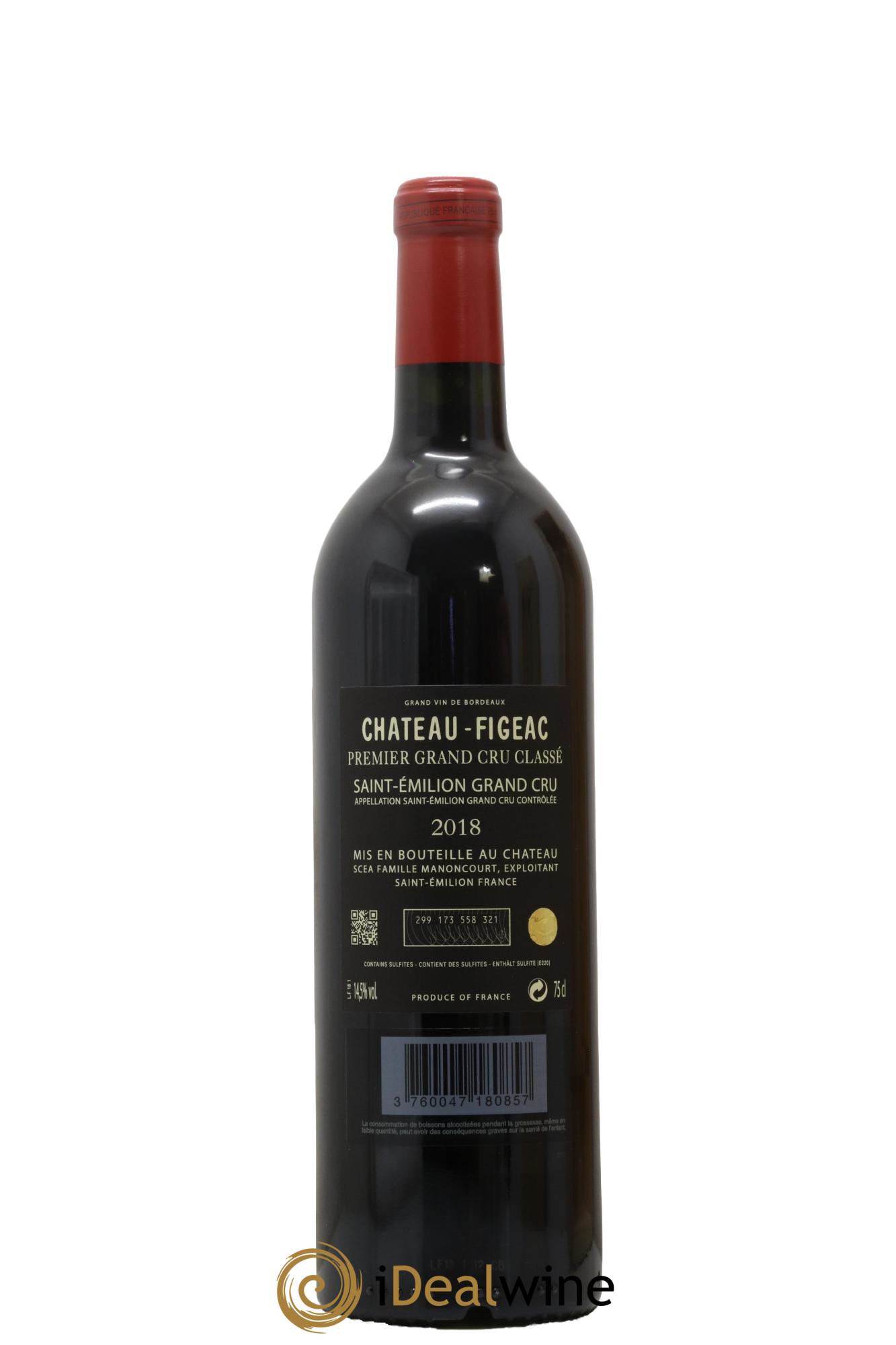Château Figeac 1er Grand Cru Classé A 2018 - Lot of 1 bottle - 2