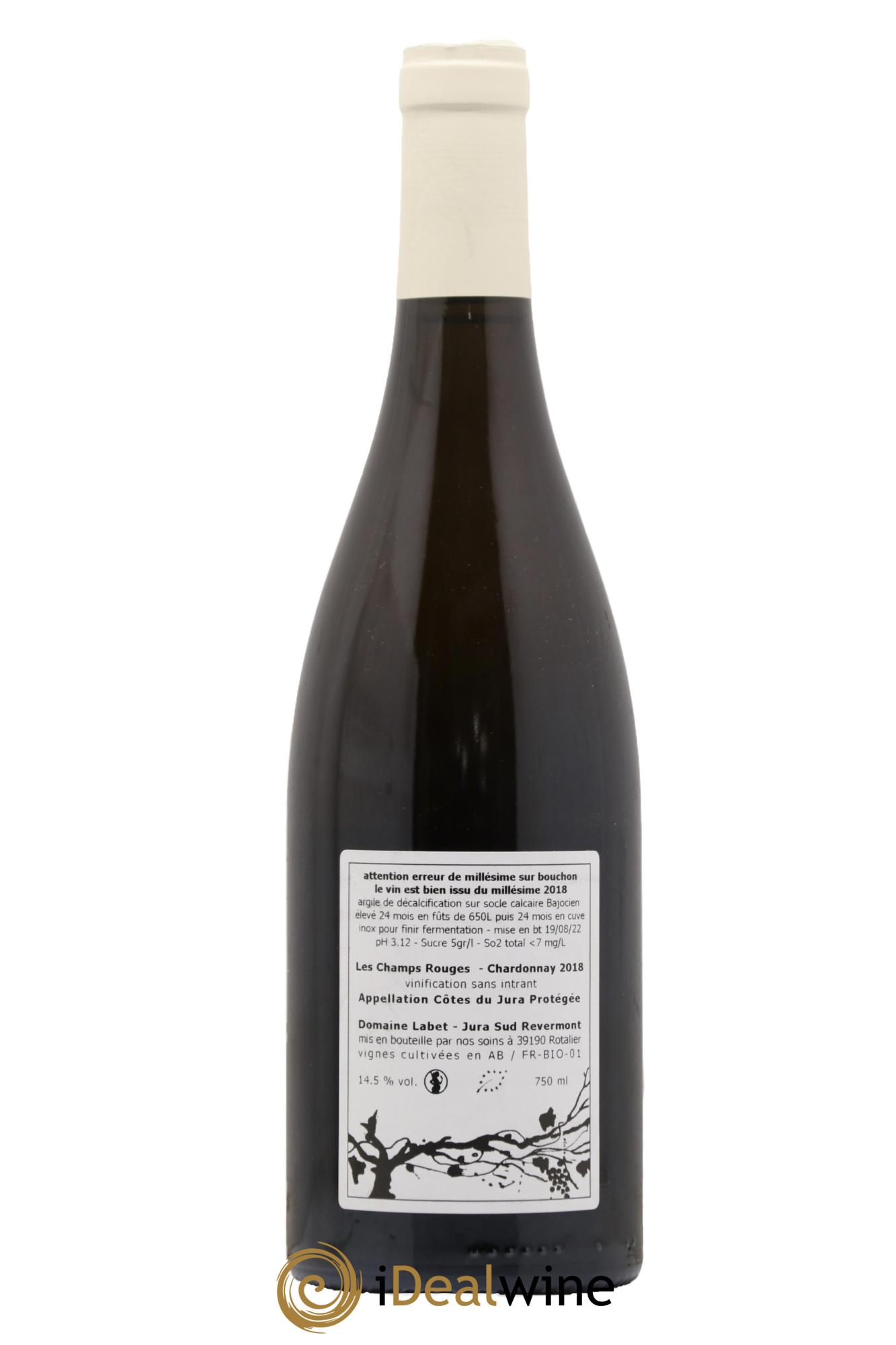 Côtes du Jura Chardonnay Les Champs Rouges Romain - Julien - Charline Labet 2018 - Posten von 1 Flasche - 1