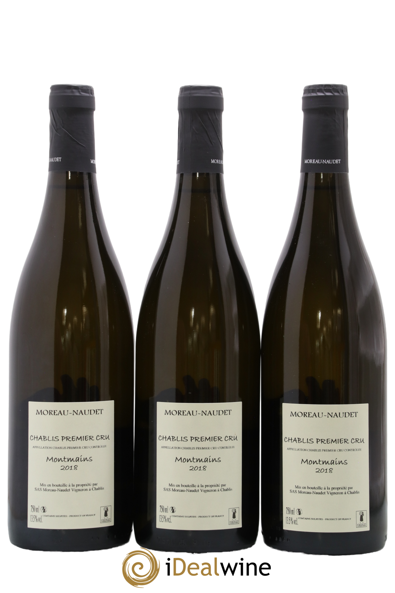 Chablis 1er Cru Montmains Stephane Moreau-Naudet 2018 - Lotto di 3 bottiglie - 1